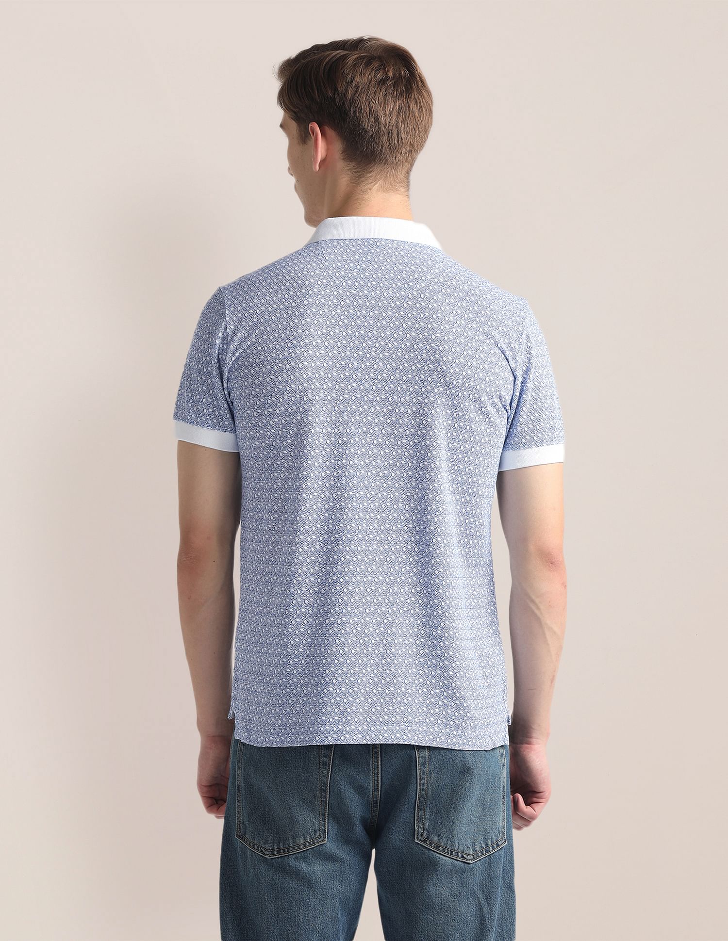 U.S. Polo Assn. Geometric Print Pique Polo Shirt