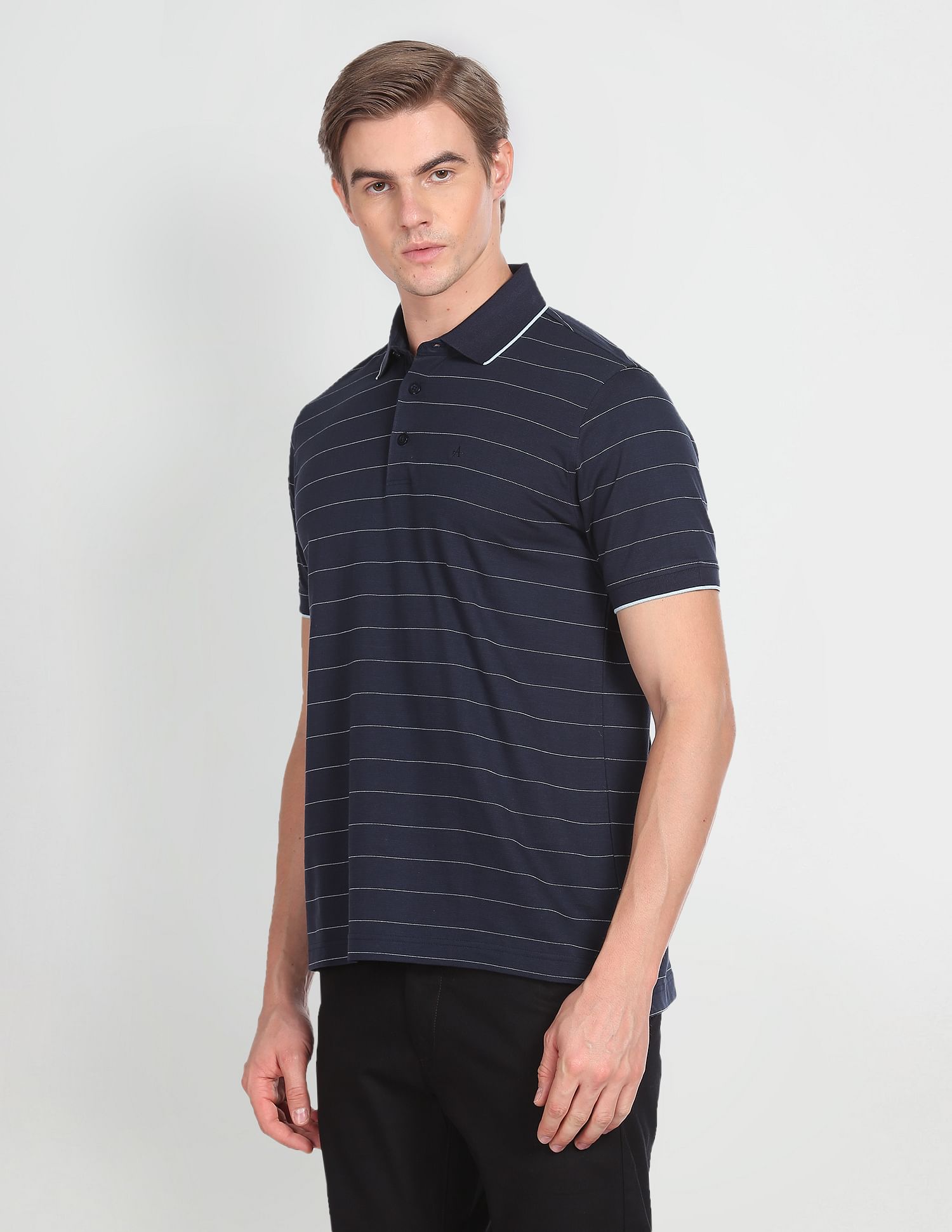 Arrow Horizontal Stripe Cotton Polo Shirt