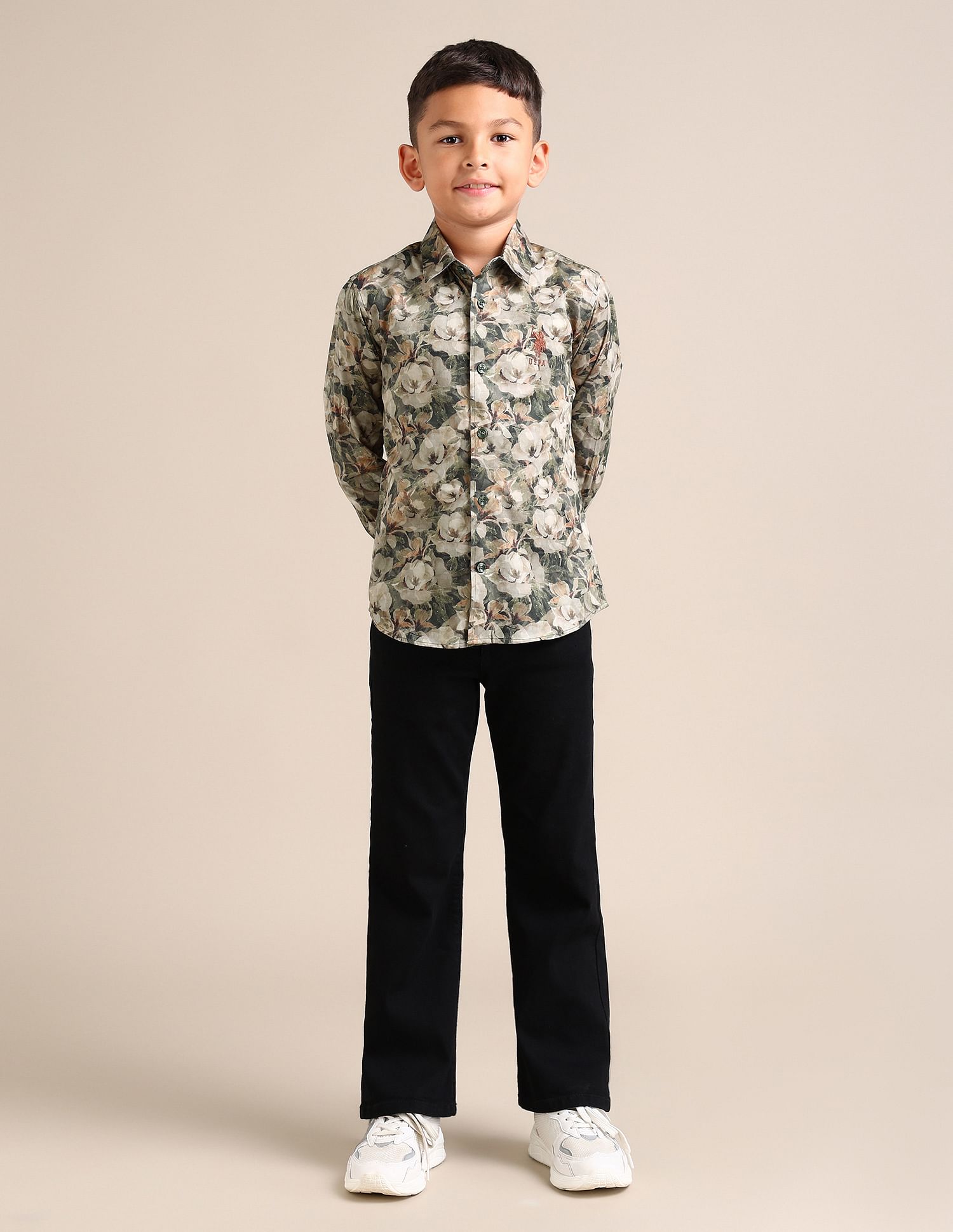 U.S. Polo Assn. Kids Boys Regular Fit Floral Boys Shirt