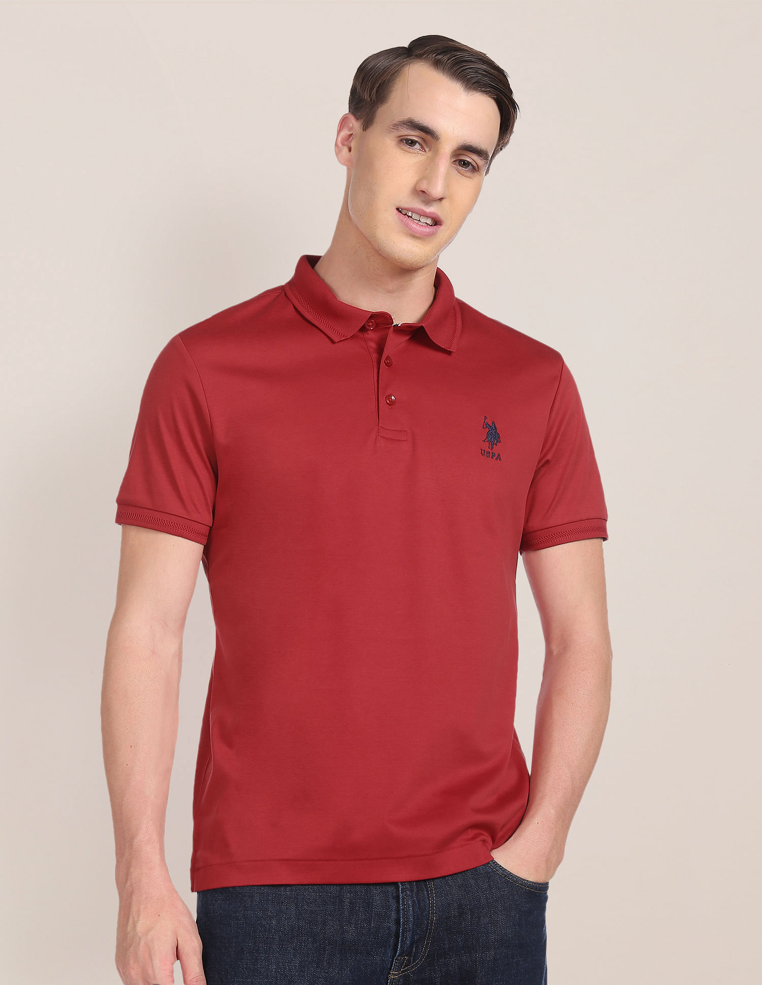 Buy U.S. Polo Assn. Ribbed Collar Cotton Polo Shirt - NNNOW.com