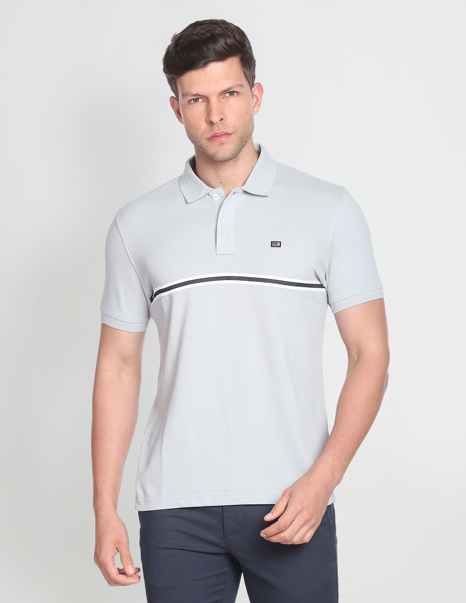Arrow Sports Engineered Stripe Cotton Polo Shirt