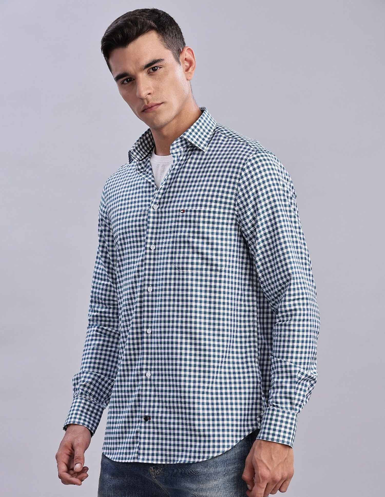 Tommy Hilfiger Checked Regular Fit Plain Woven Shirt