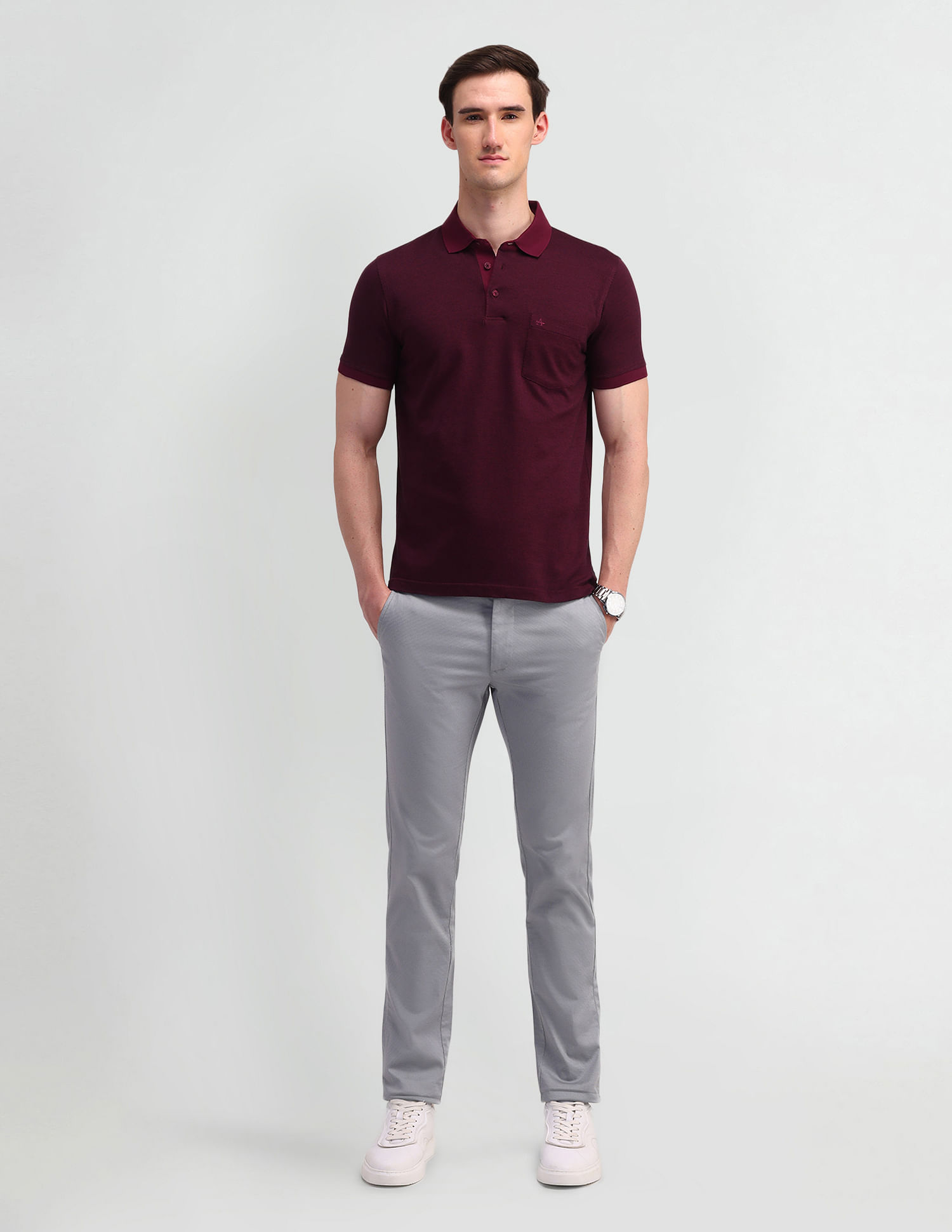 Arrow Textured Cotton Polo Shirt