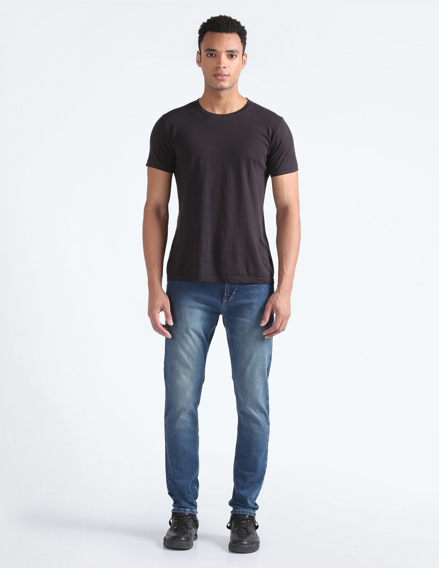 Flying Machine Stone Wash Slash Slim Tapered Fit Jeans