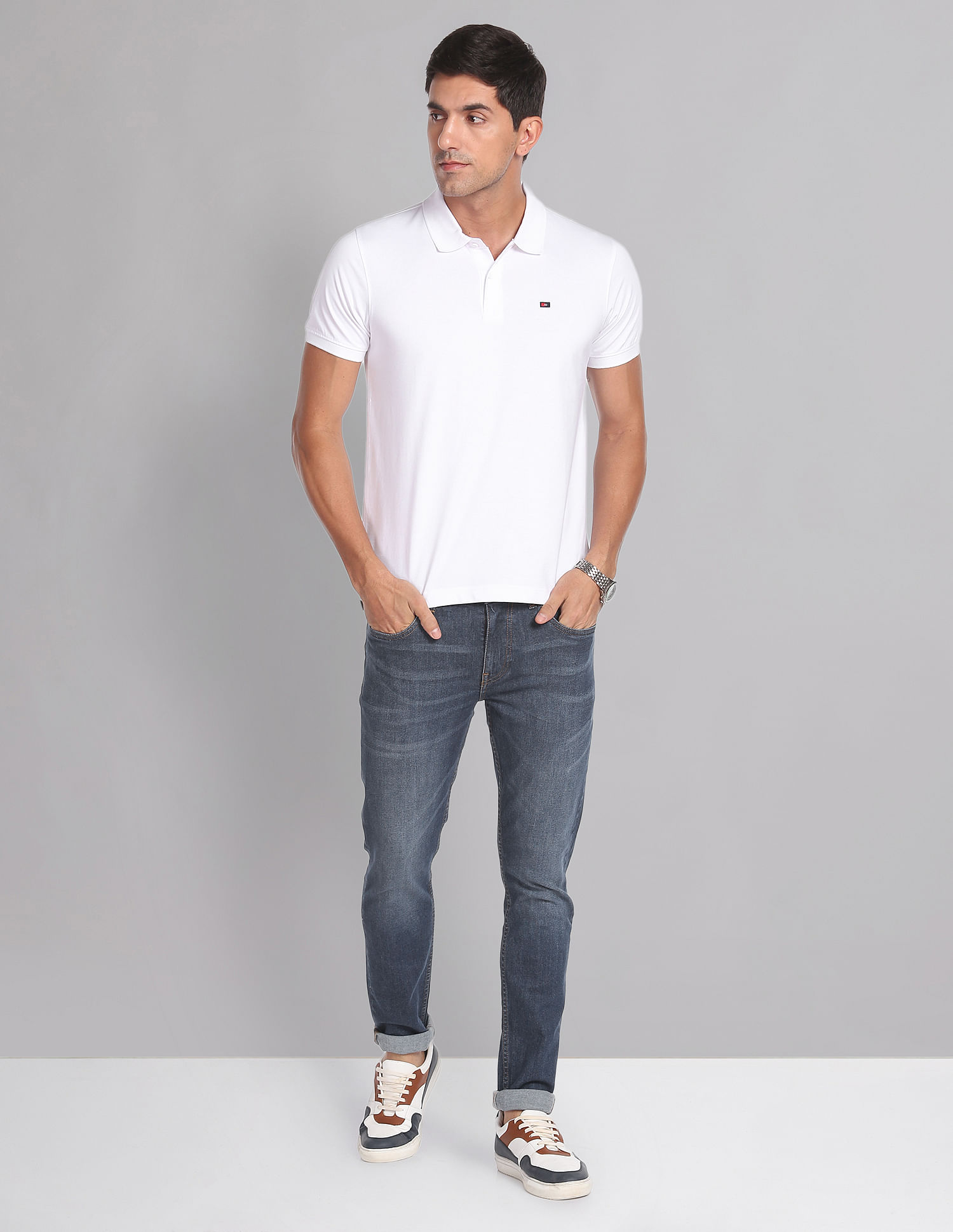 AD by Arvind Wrinkle Resistant Quick Dry Smart Polo Shirt