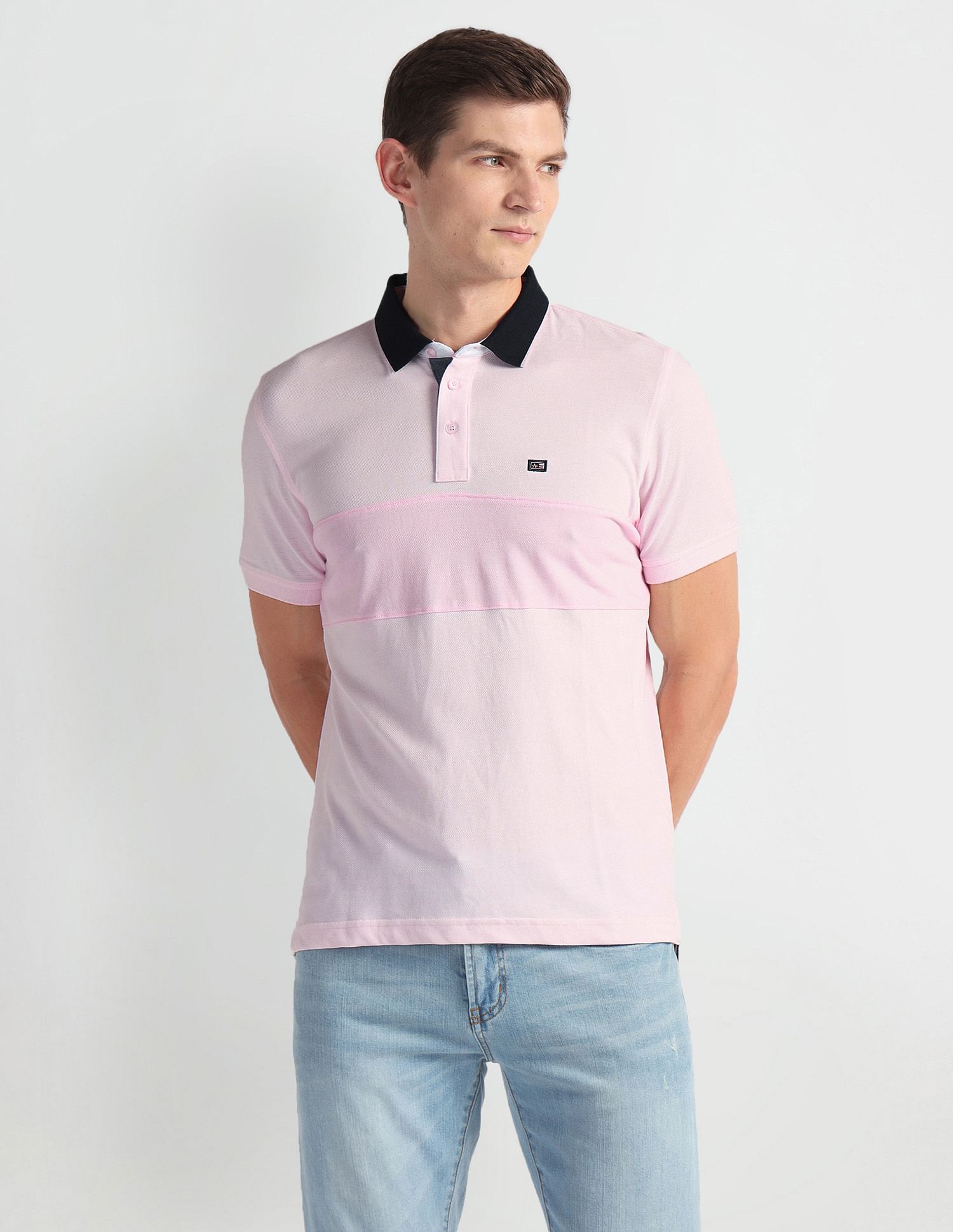 Arrow Sports Colour Block Contrast Collar Polo Shirt