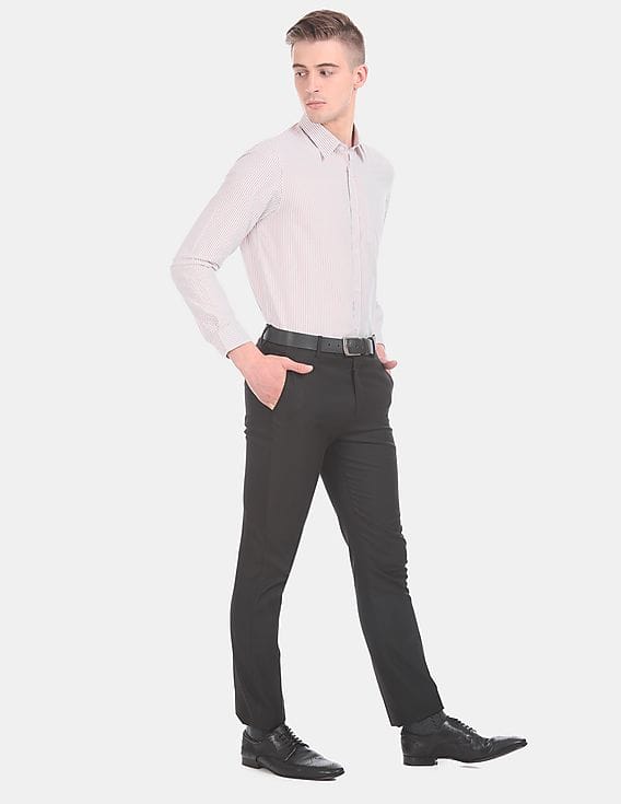 Red Slim Fit Striped Formal Shirt 