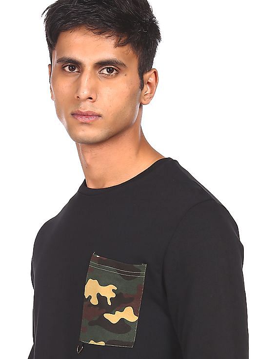 Flying Machine Long Sleeve Solid Sweatshirt