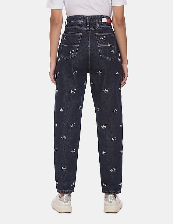 tommy hilfiger embroidered mom jeans