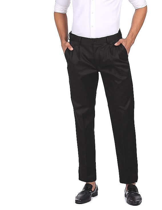 Buy ARROW Black Structured Polyester Blend Tailored Fit Mens Trousers   Shoppers Stop