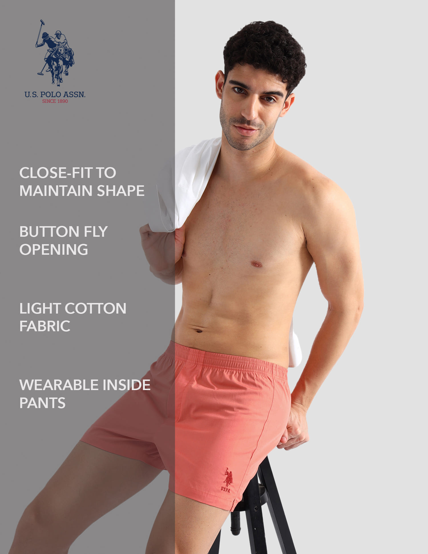 Buy USPA Innerwear Comfort Regular Fit Solid OEX08 Boxers - Pack