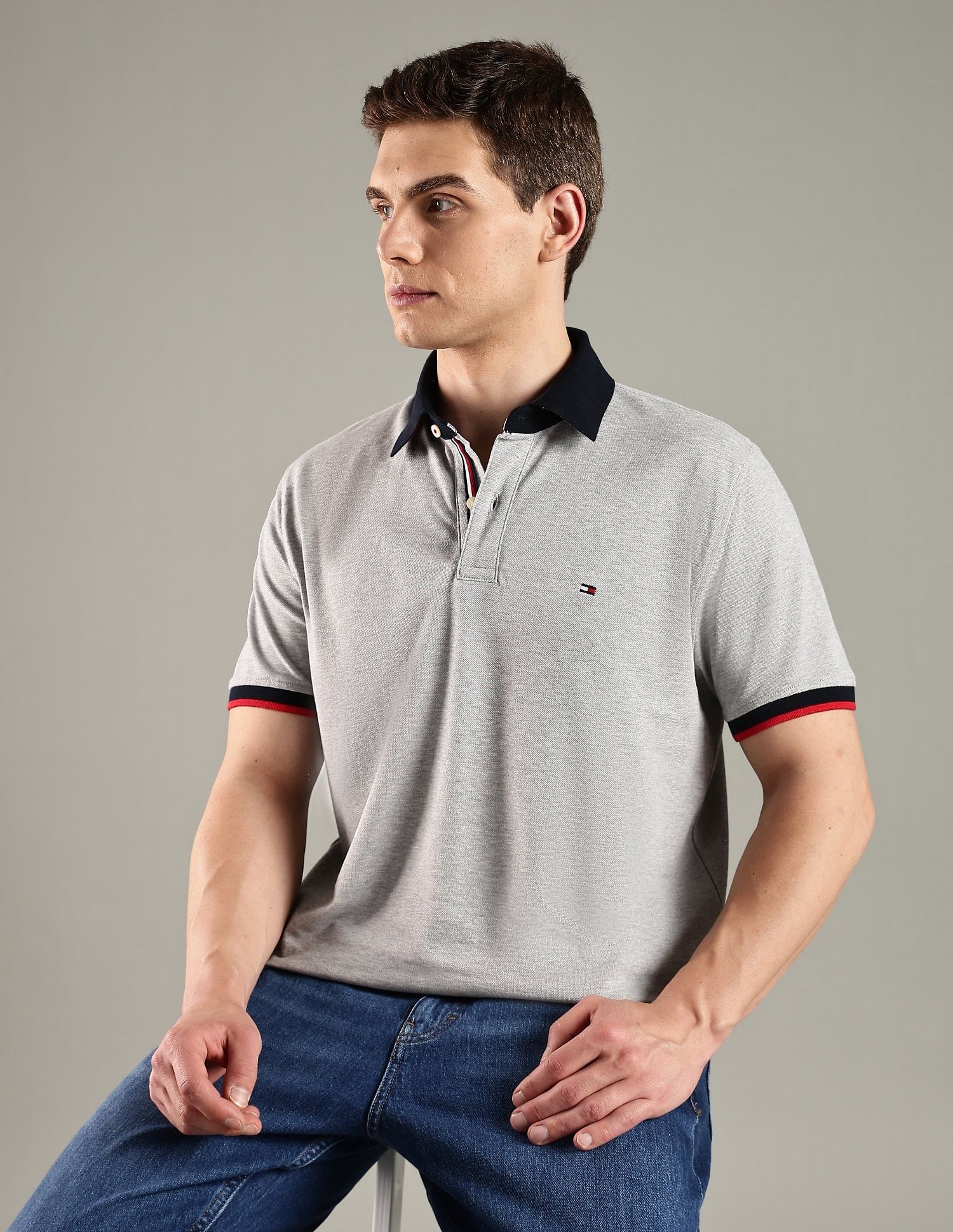 Tommy Hilfiger Solid Regular Fit Cotton Polo T-Shirt
