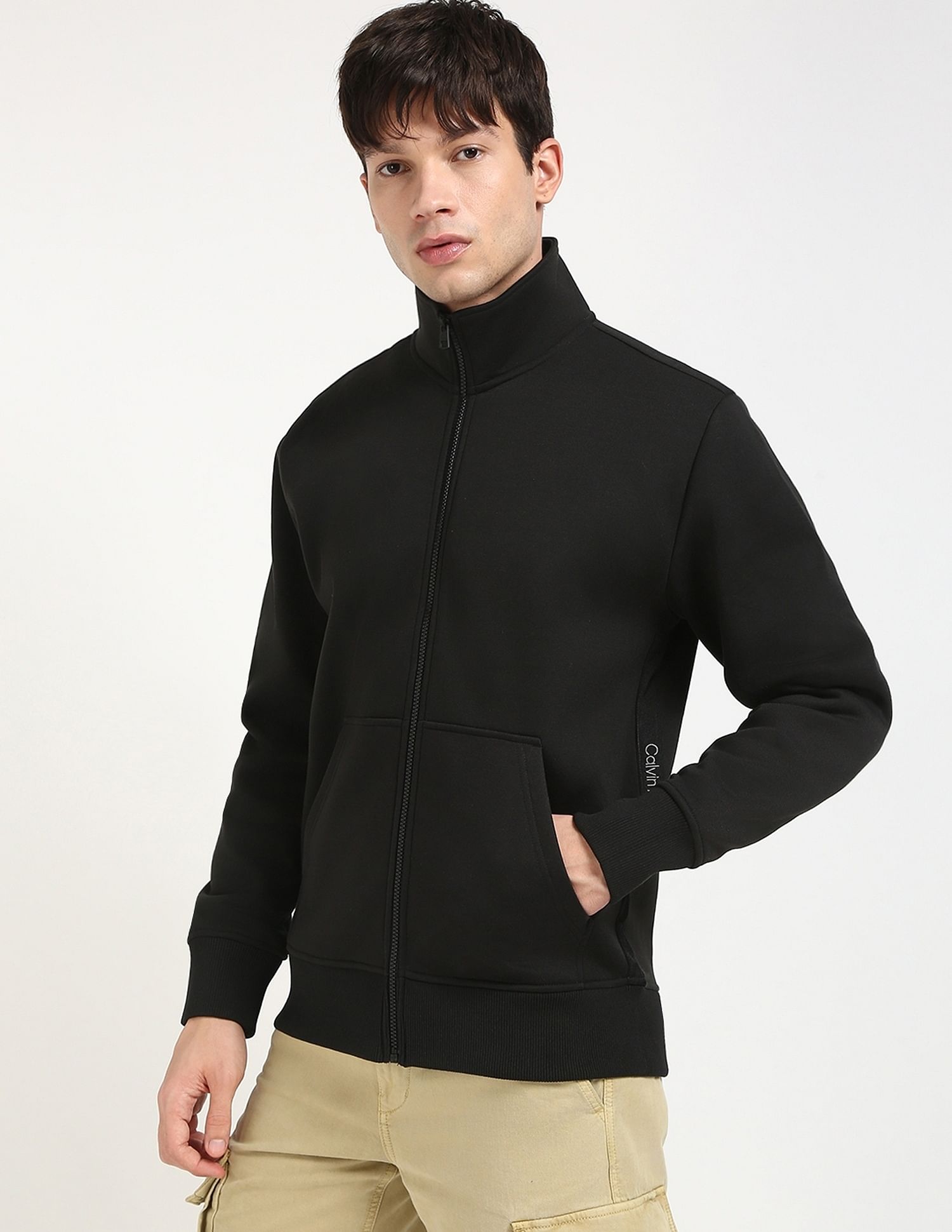 Calvin Klein Jeans Solid Regular-Fit Polyester Sweatshirt