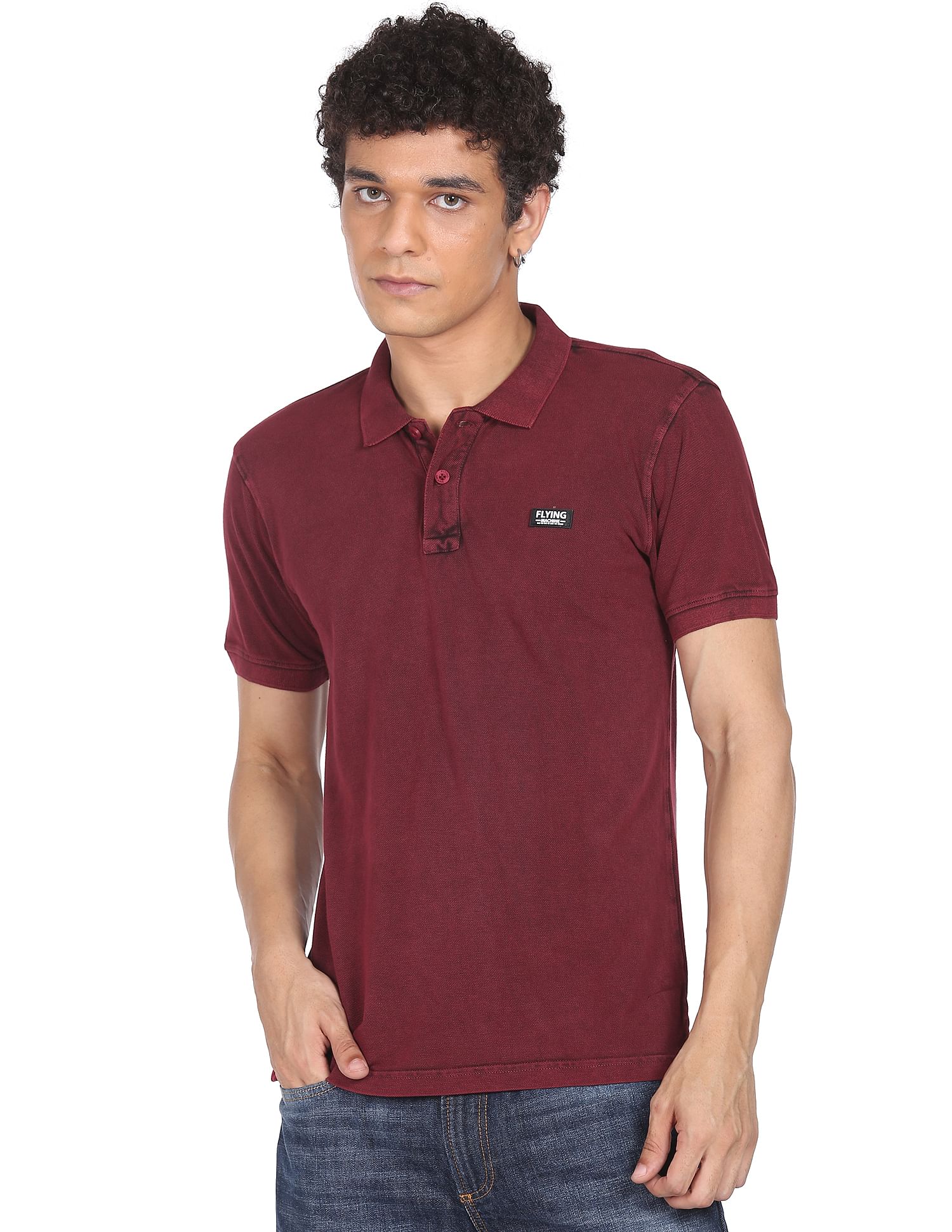 Flying Machine Cotton Solid Polo Shirt
