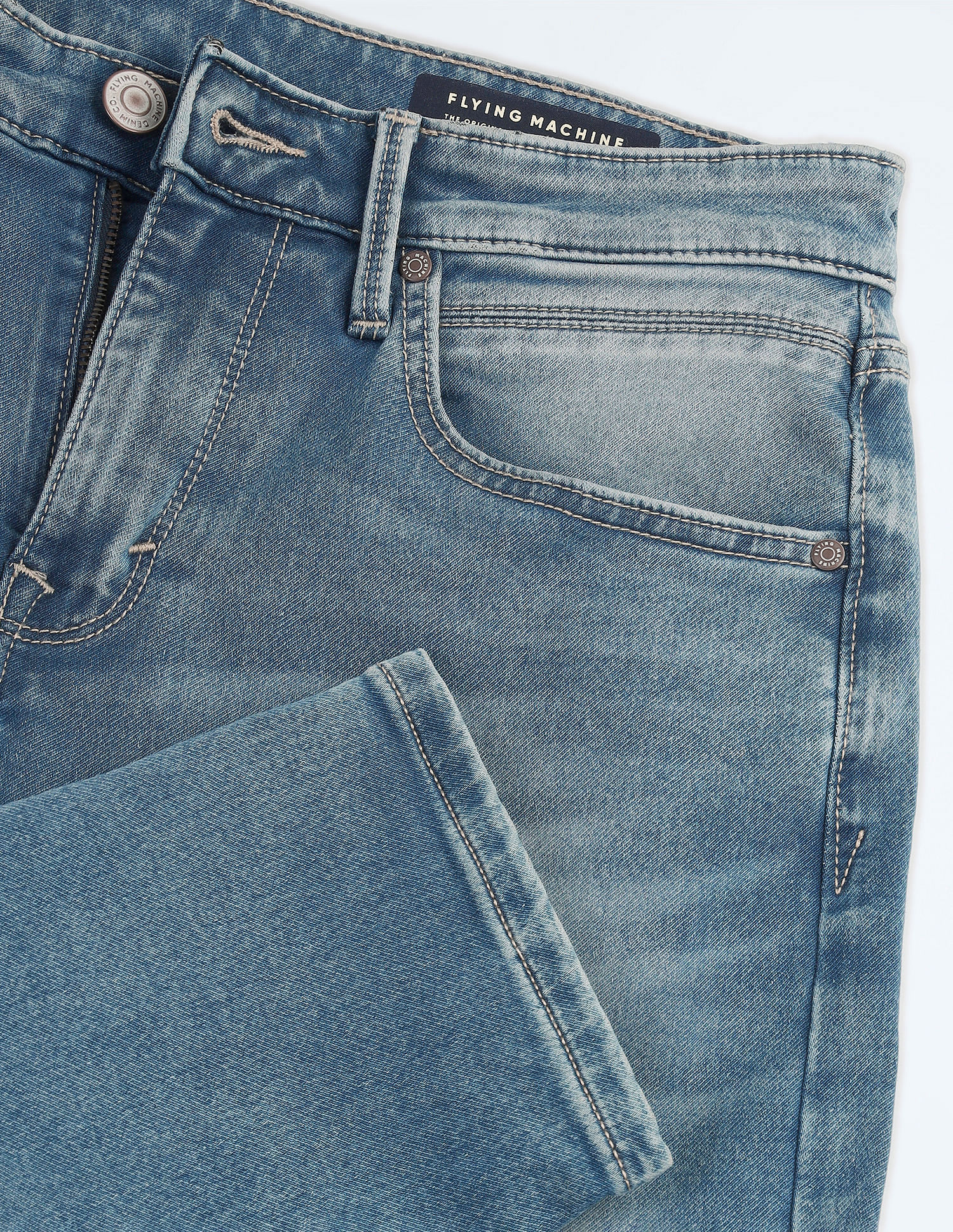 Flying Machine Slash Slim Tapered Stone Wash Jeans
