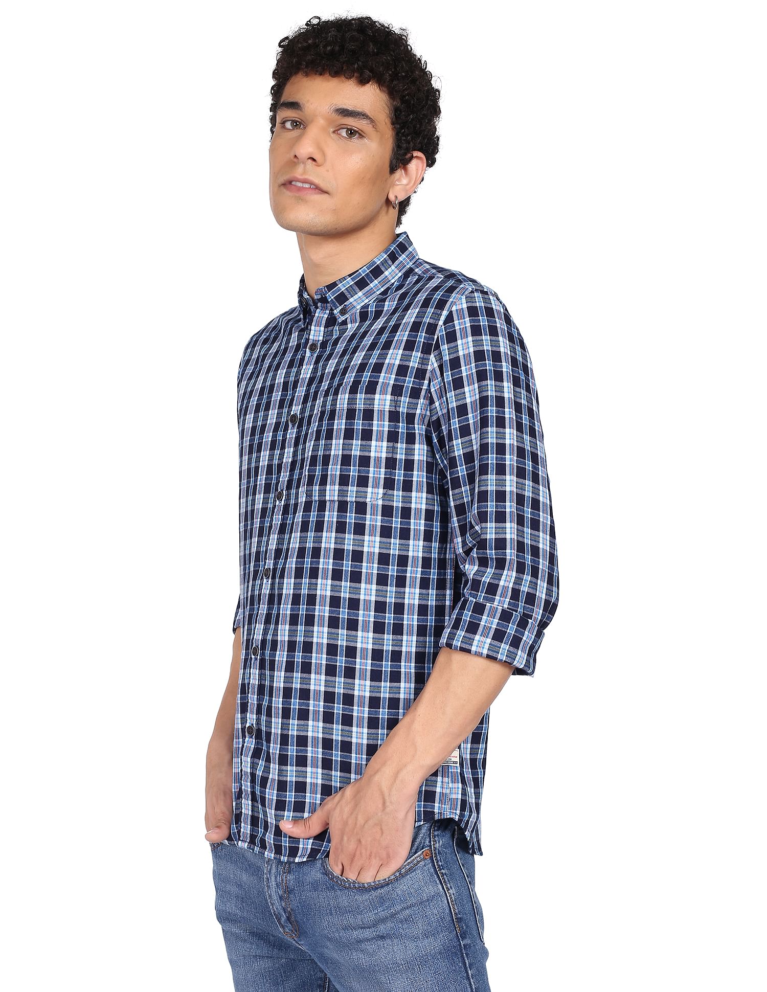 Flying Machine Plaid Check Cotton Shirt