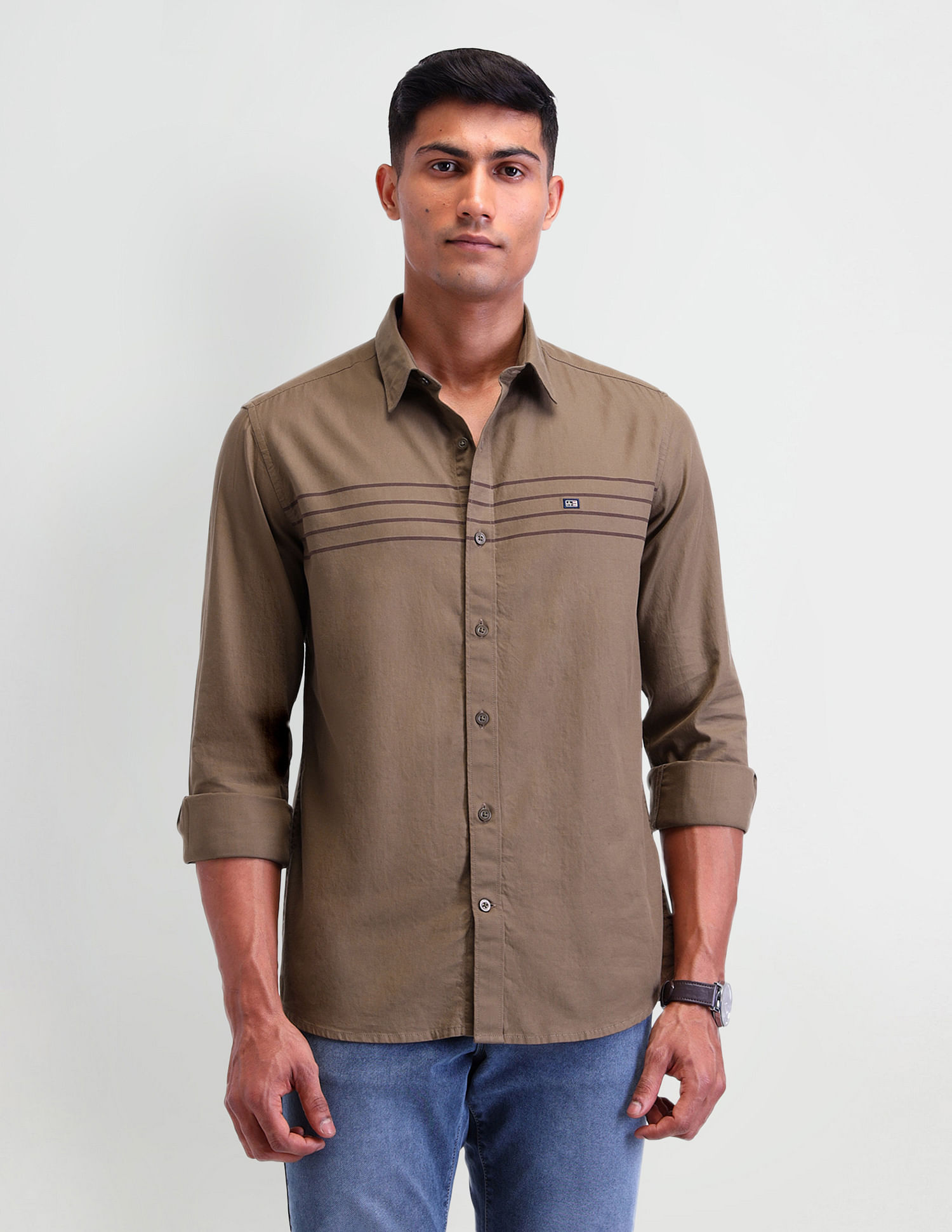 Arrow Sport Horizontal Striped Slim Fit Shirt