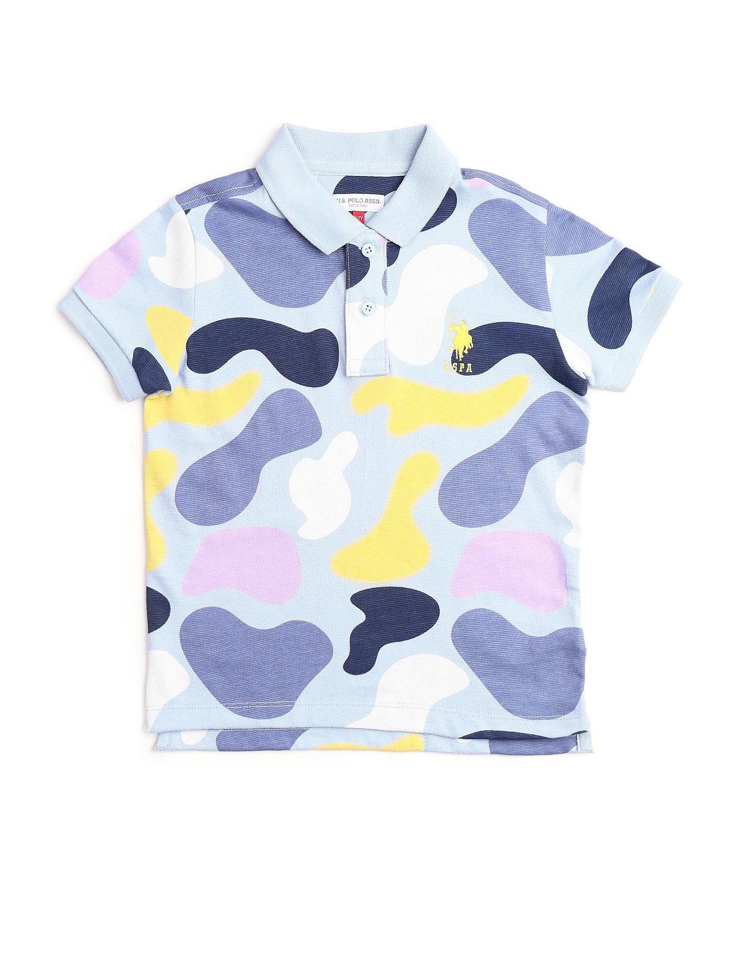 U.S. Polo Assn. Kids Boys Regular Fit Abstract Printed Polo Shirt