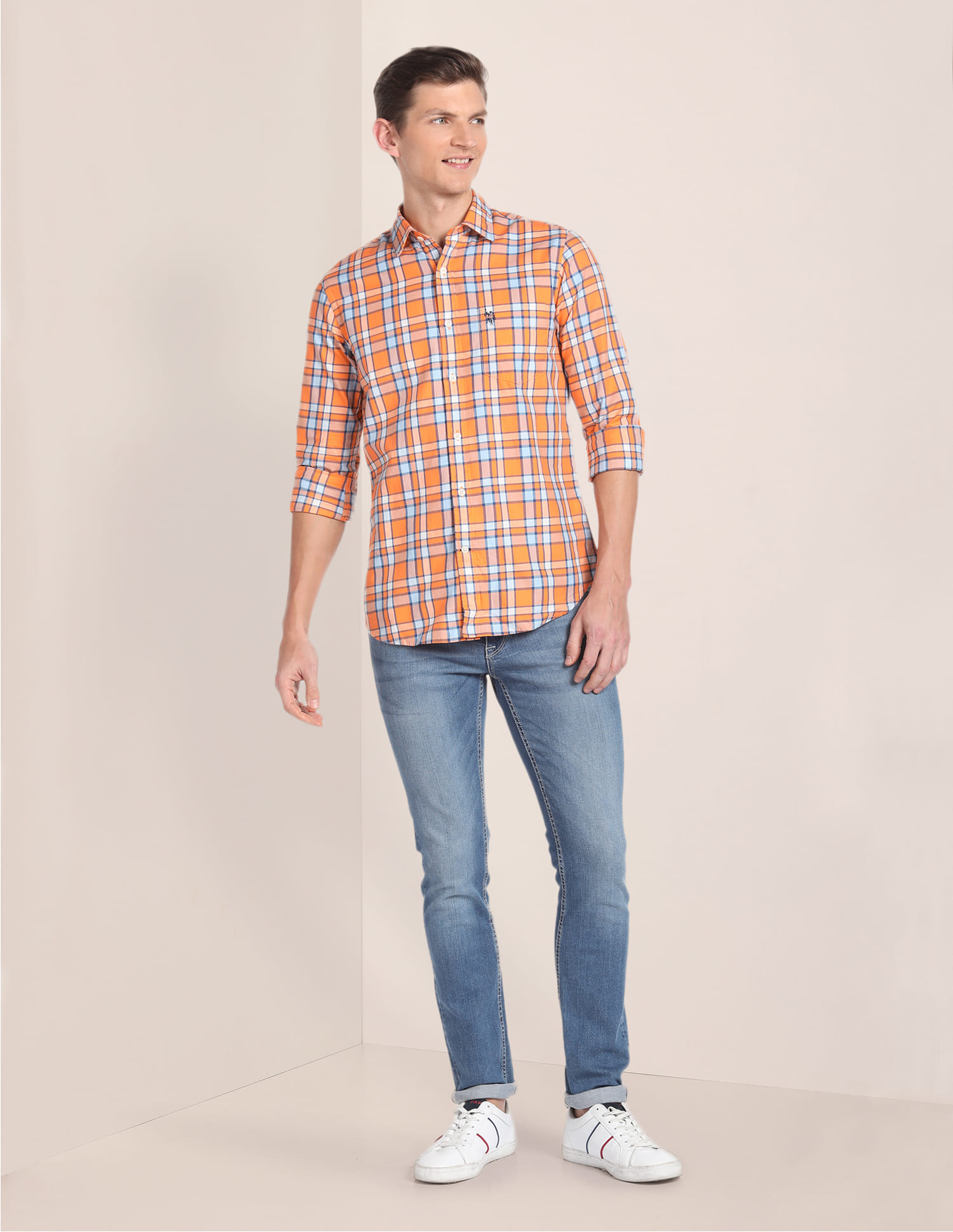 Buy Polo Twill Weave Cotton Plaid Check Casual Shirt