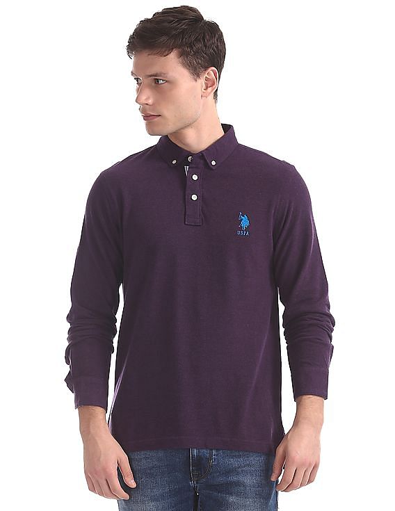 purple polo shirt long sleeve