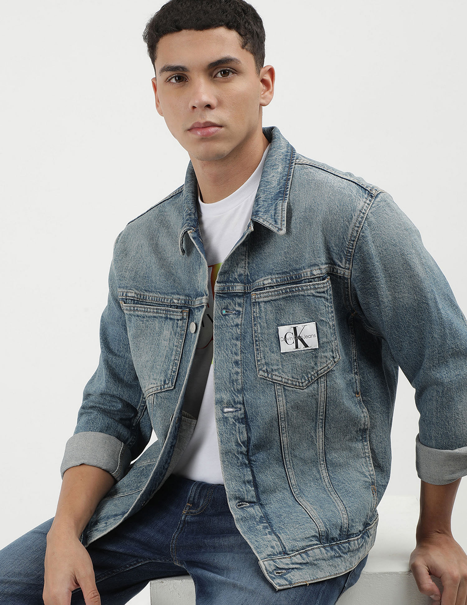 Calvin Klein Jeans Slim Fit Solid Denim Jacket