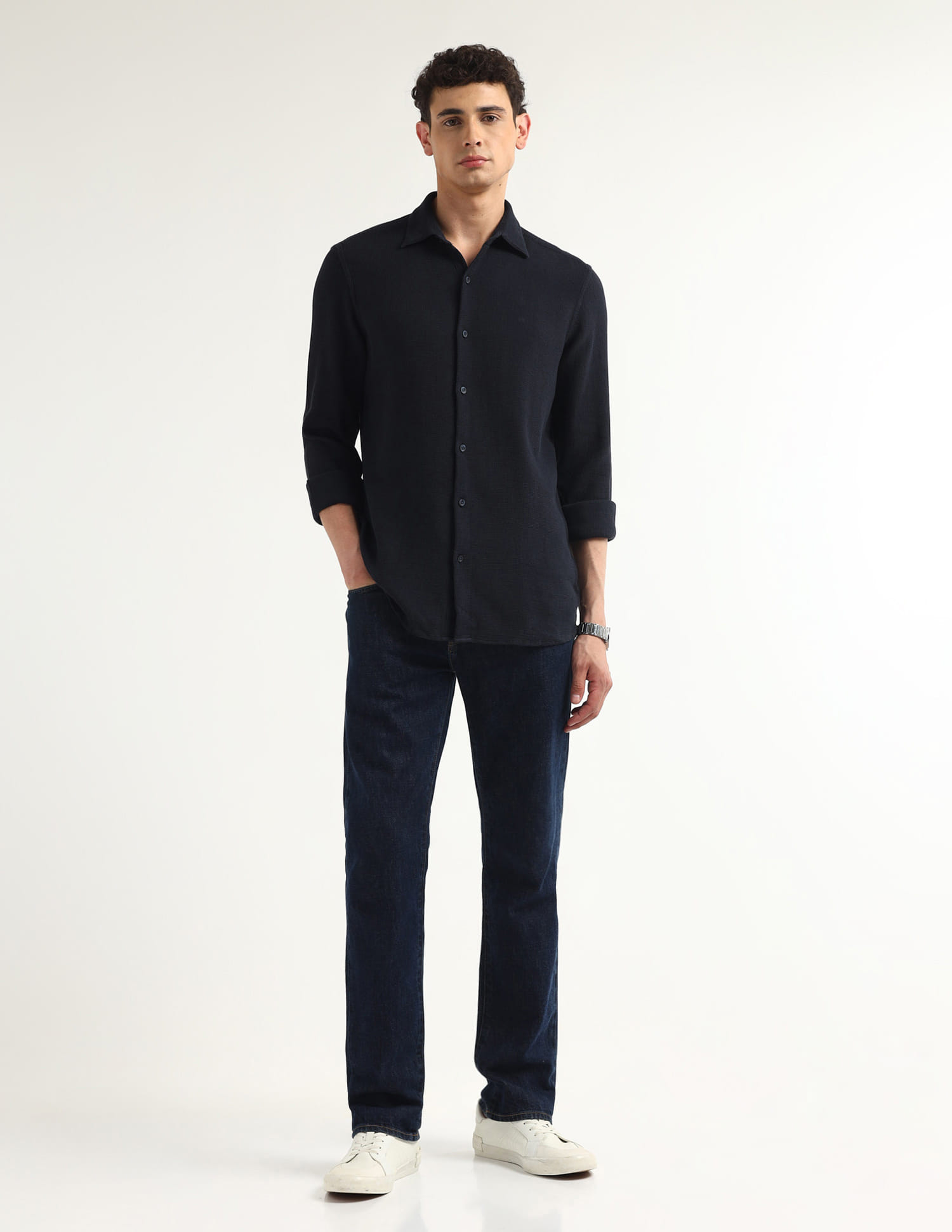 Buy Arrow Textured Slim Fit Elixir Shirt - NNNOW.com