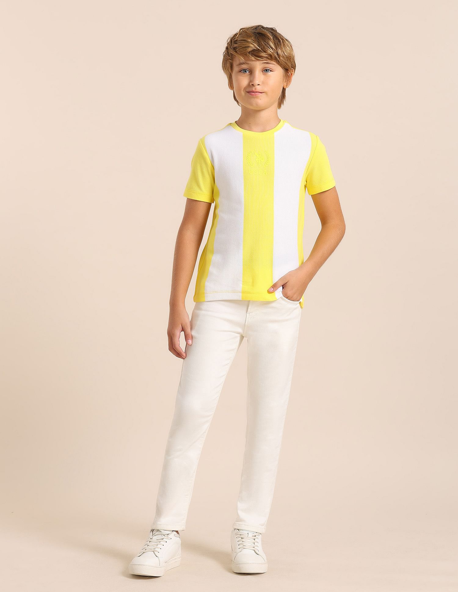 U.S. Polo Assn. Kids Boys Colorblocked Regular Fit T-Shirt