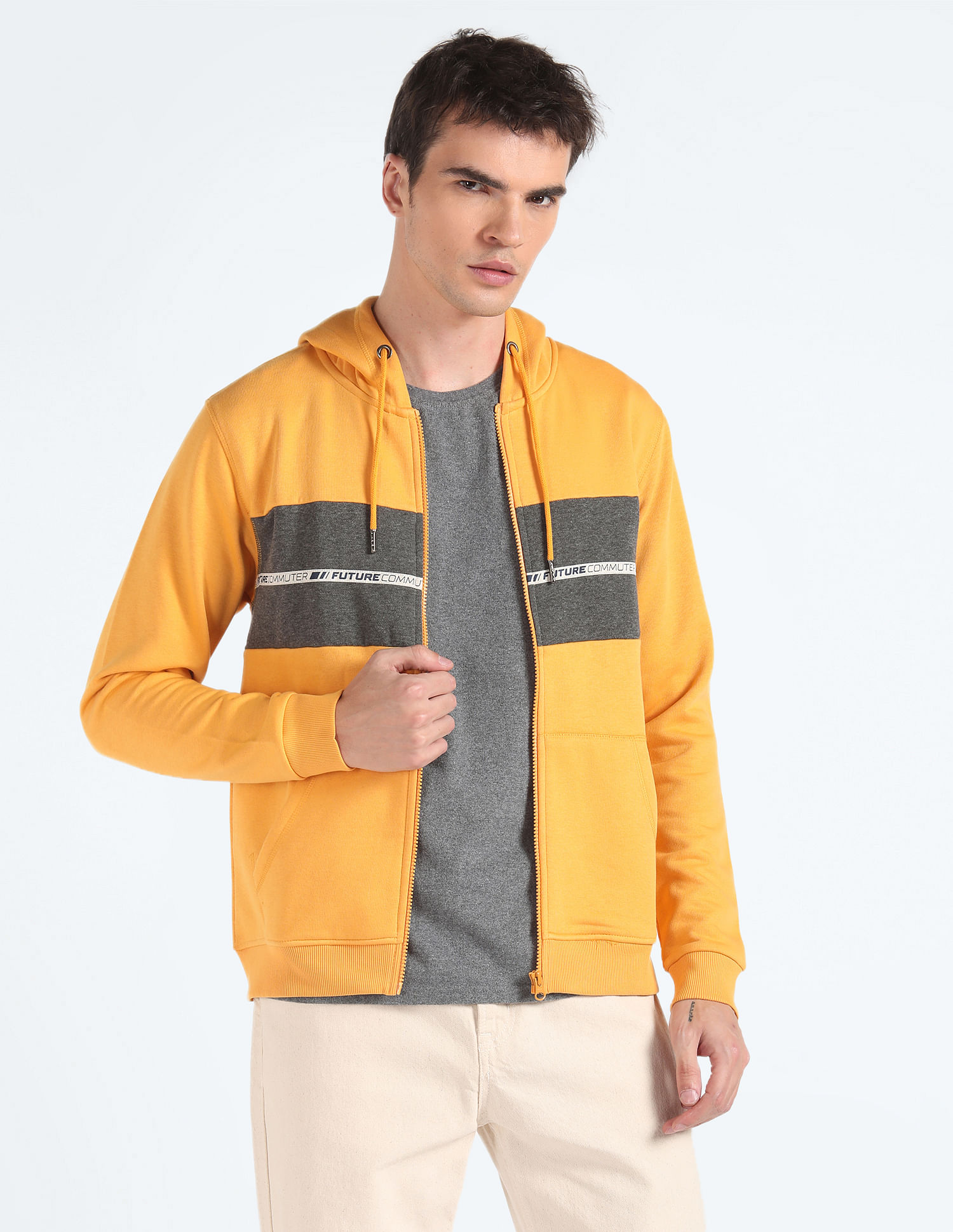 Flying Machine Hooded Zip Up Sweatshirt