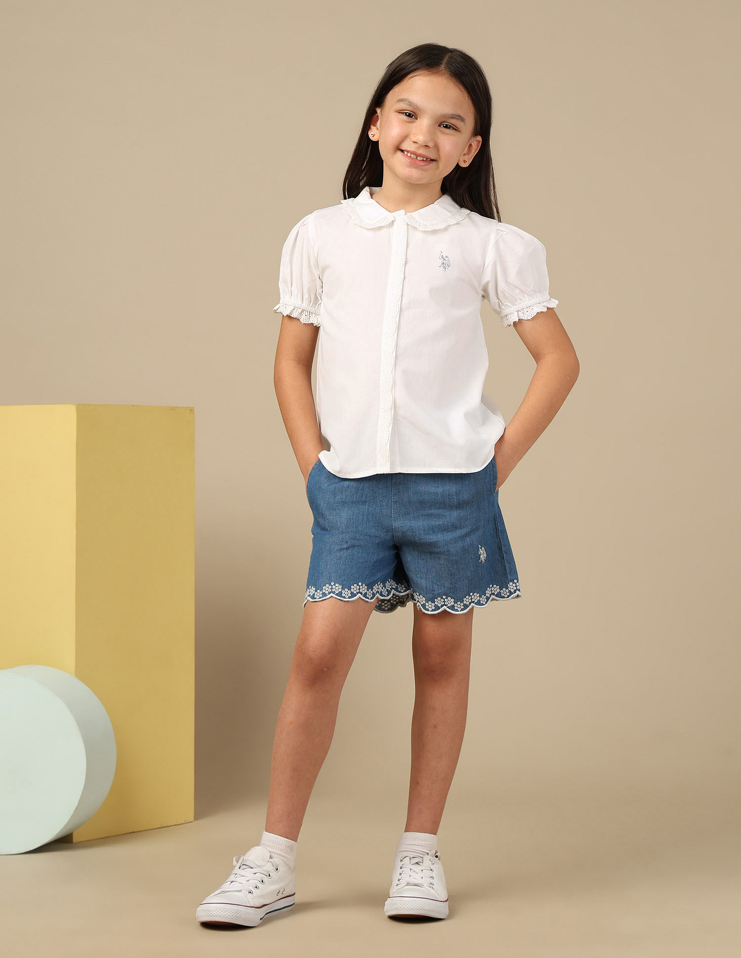 U.S. Polo Assn. Kids Girls Schiffli Top