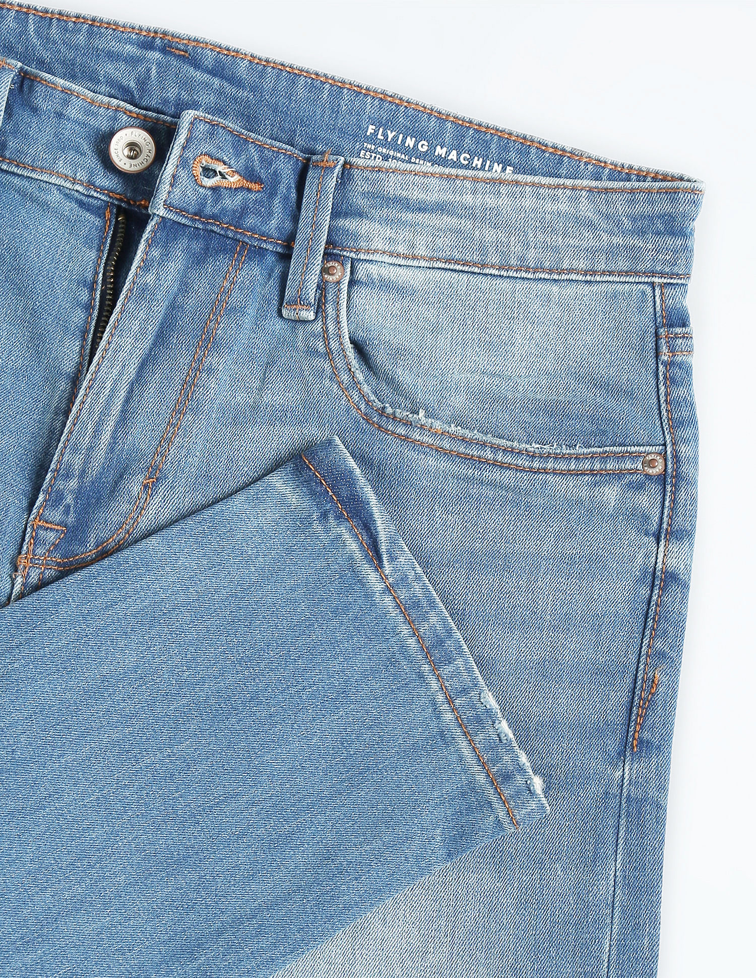Flying Machine Slash Slim Tapered Fit Mid Rise Jeans