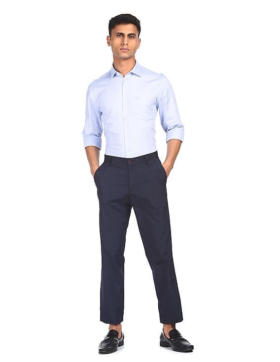 Arrow Men Blue Textured Formal Shirt 