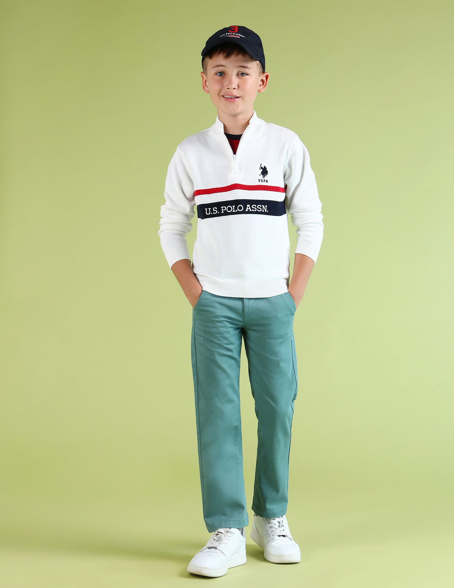 U.S. Polo Assn. Kids Boys Printed Regular Fit Sweater