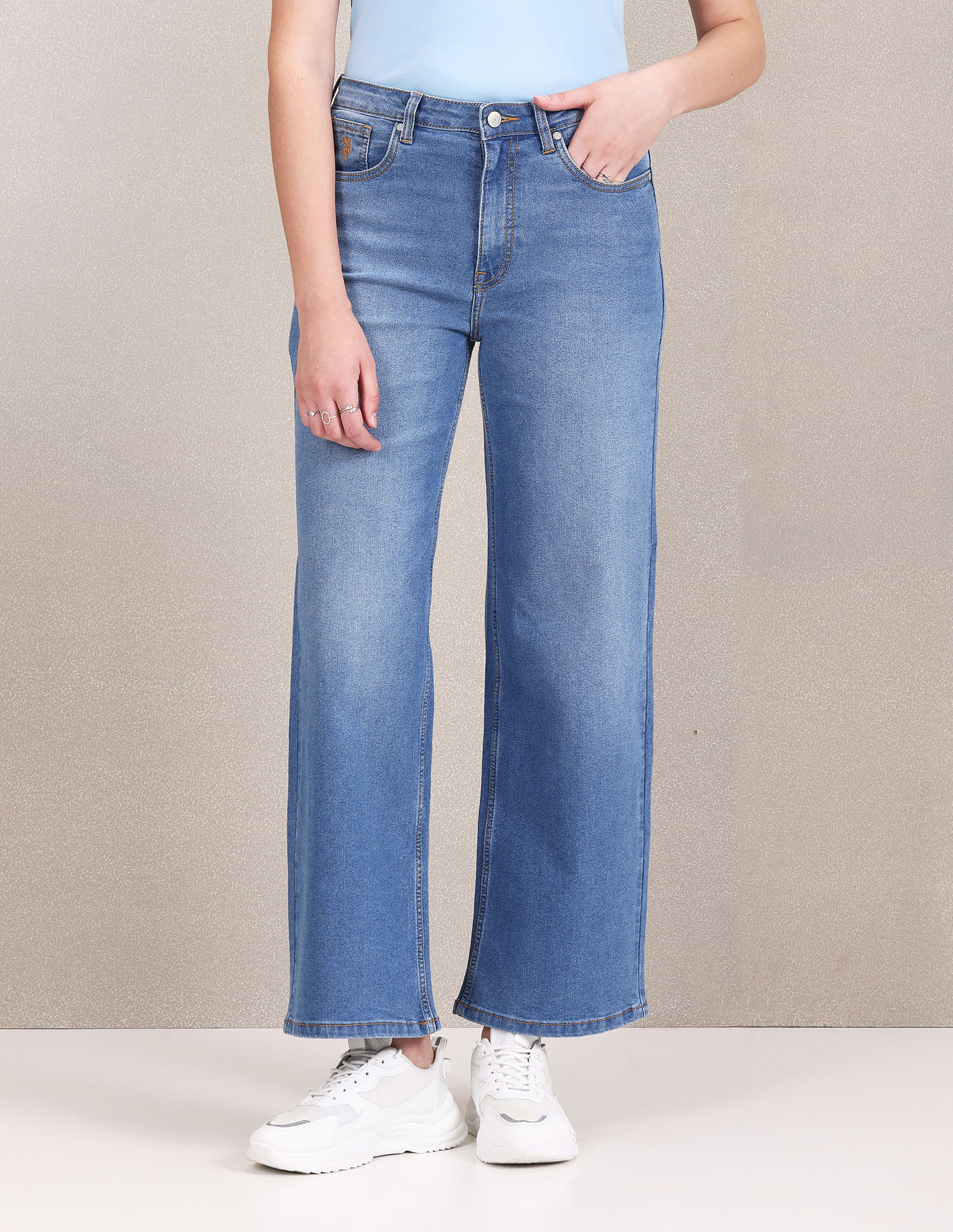 U.S. Polo Assn. Women High Rise Wide Leg Jeans
