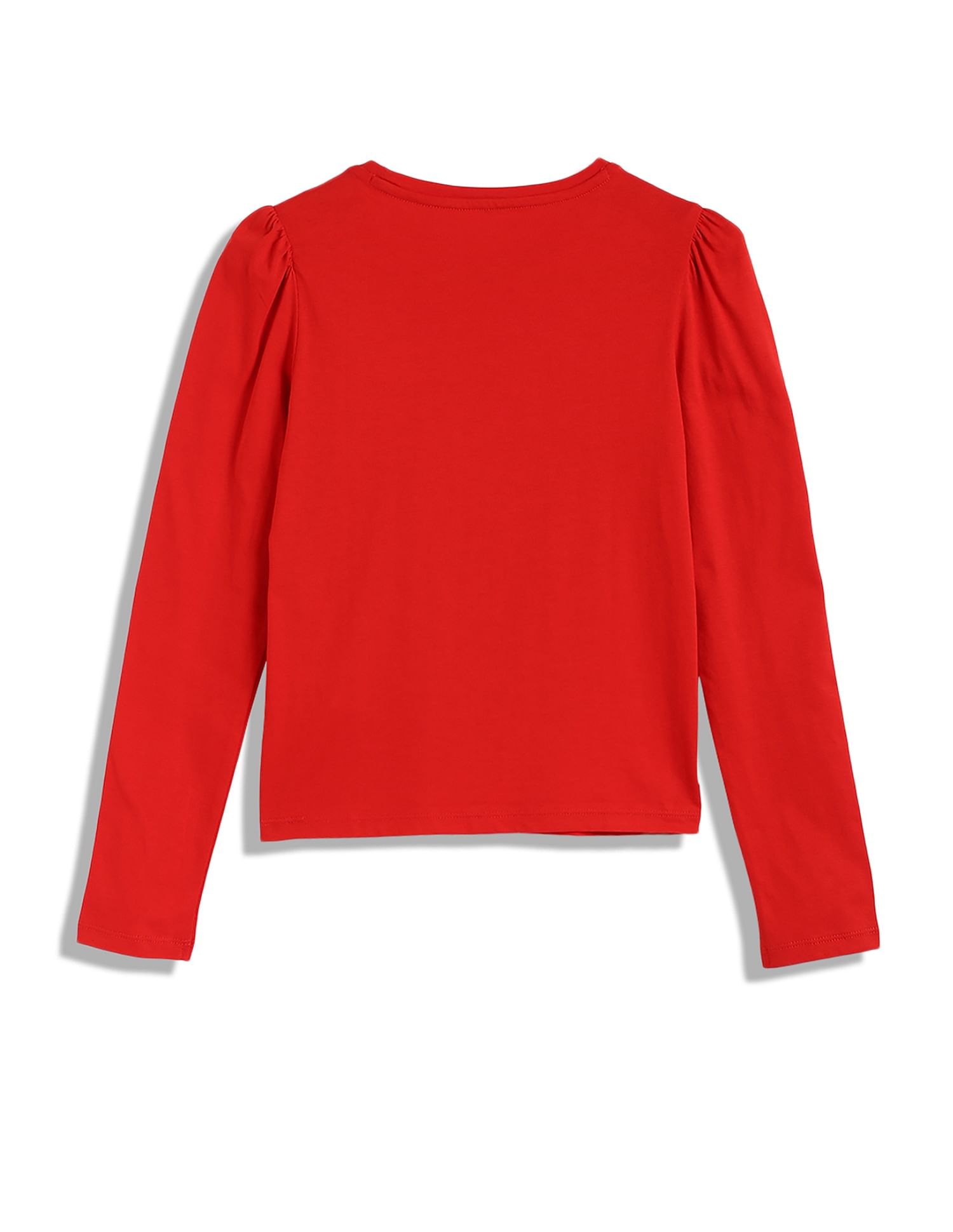 Tommy Hilfiger Kids Girls Puff Shoulder Fashion Cotton T-Shirt