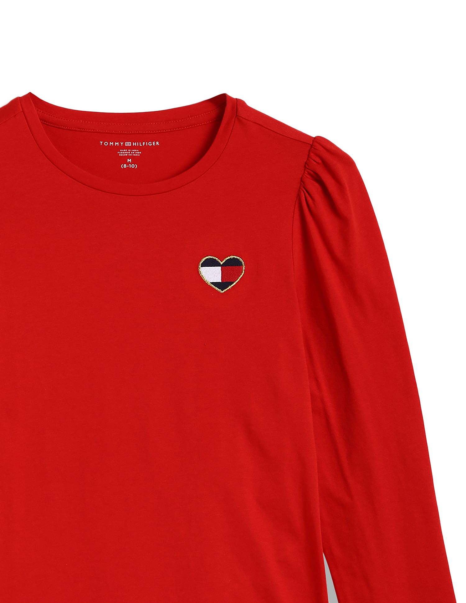 Tommy Hilfiger Kids Girls Puff Shoulder Fashion Cotton T-Shirt