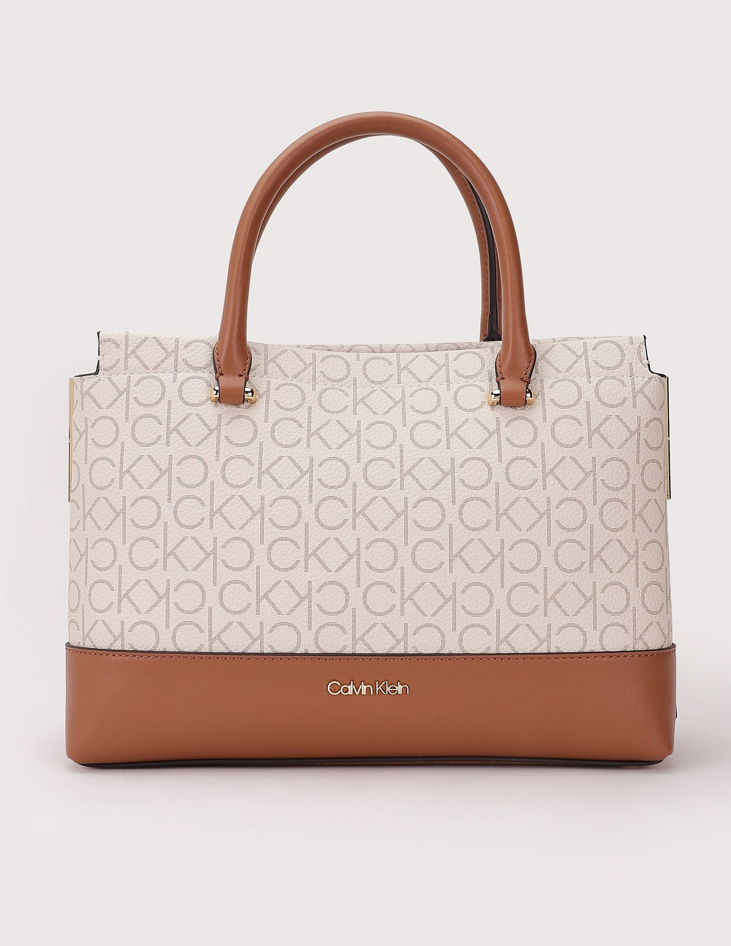 Calvin Klein Logo Beige Pu Handbag