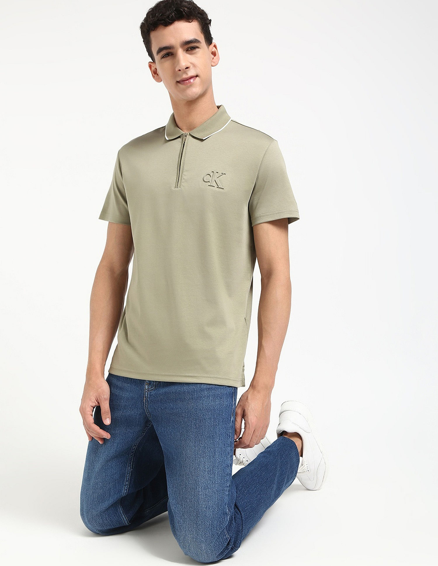 Calvin Klein Jeans Solid Regular Fit Cotton Polo Shirt