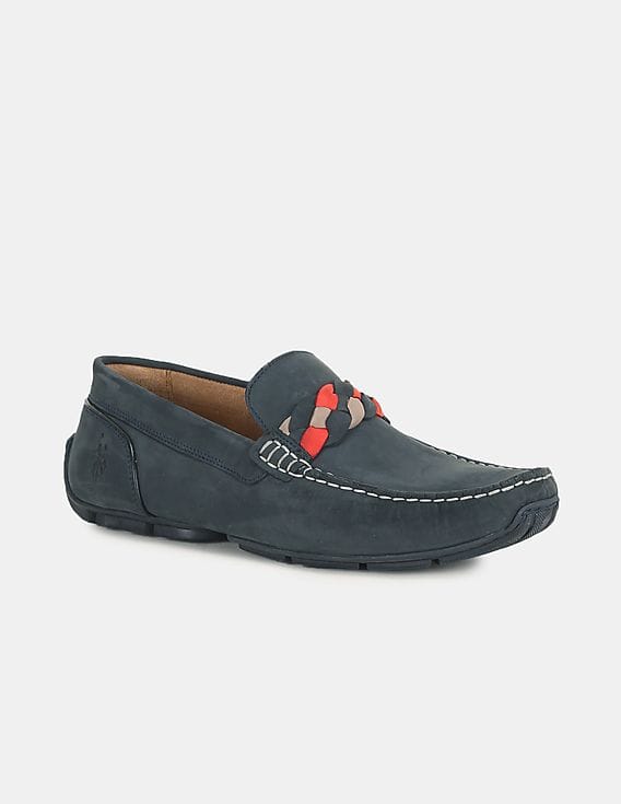 Blue Braided Vamp Strap Cedar Loafers 