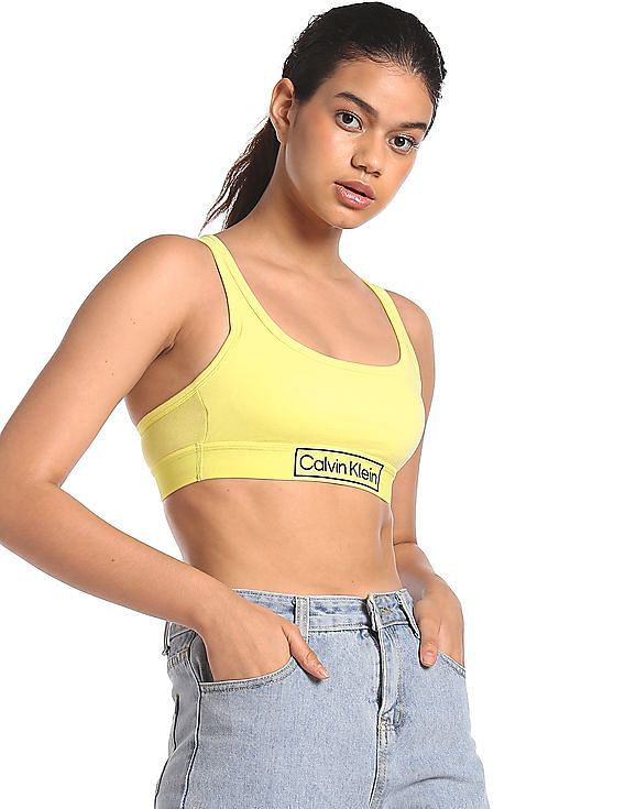 Buy Calvin Klein Underwear Women Neon Green Scoop Neck Solid Sports Bra 