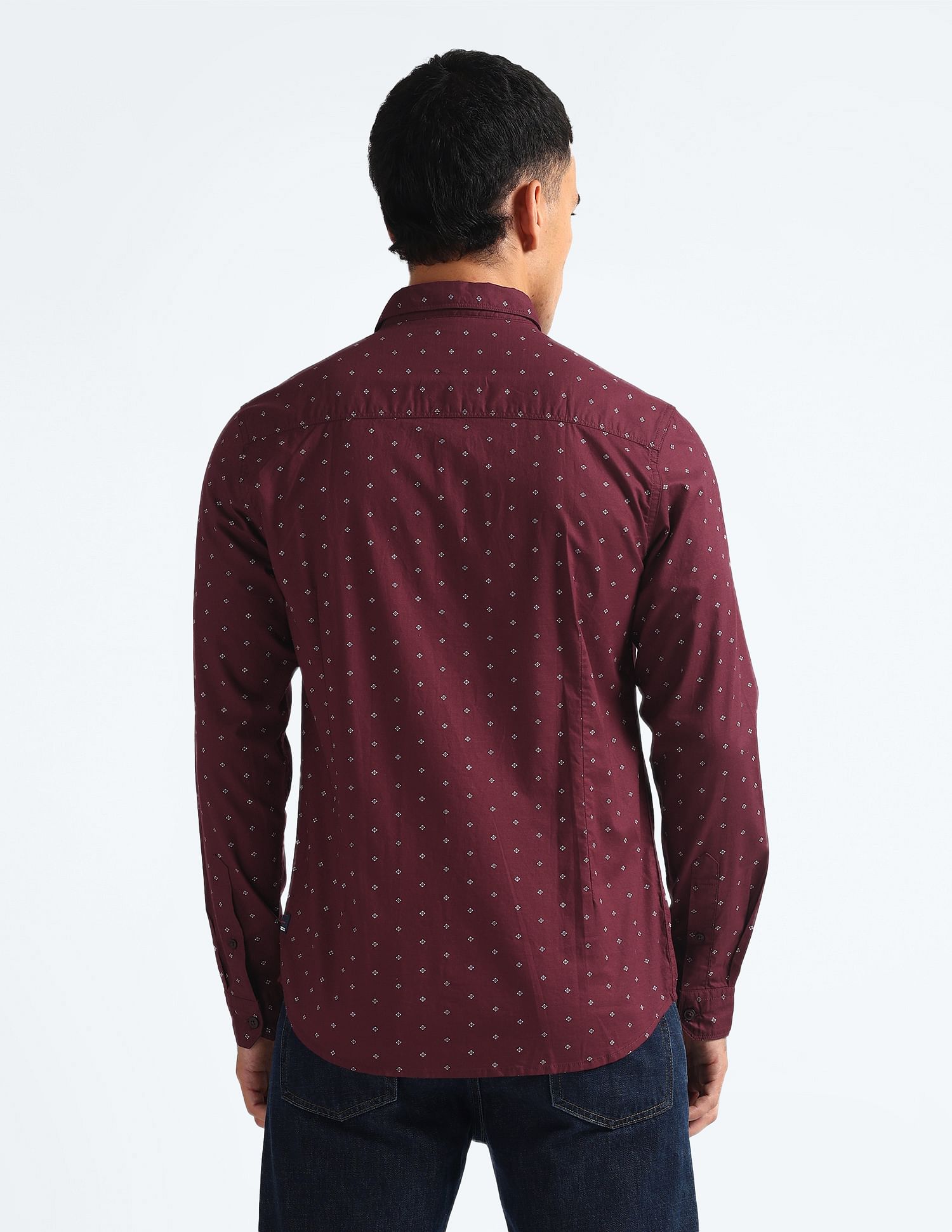 Flying Machine Geometric Print Cotton Shirt
