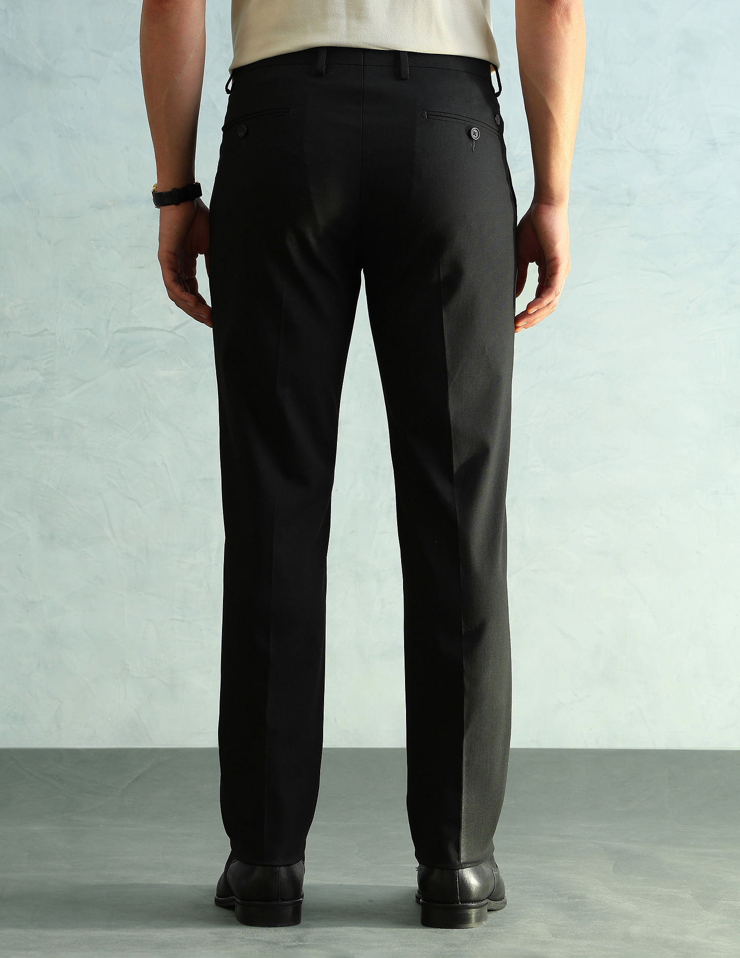 Arrow Solid Slim Fit Formal Trousers
