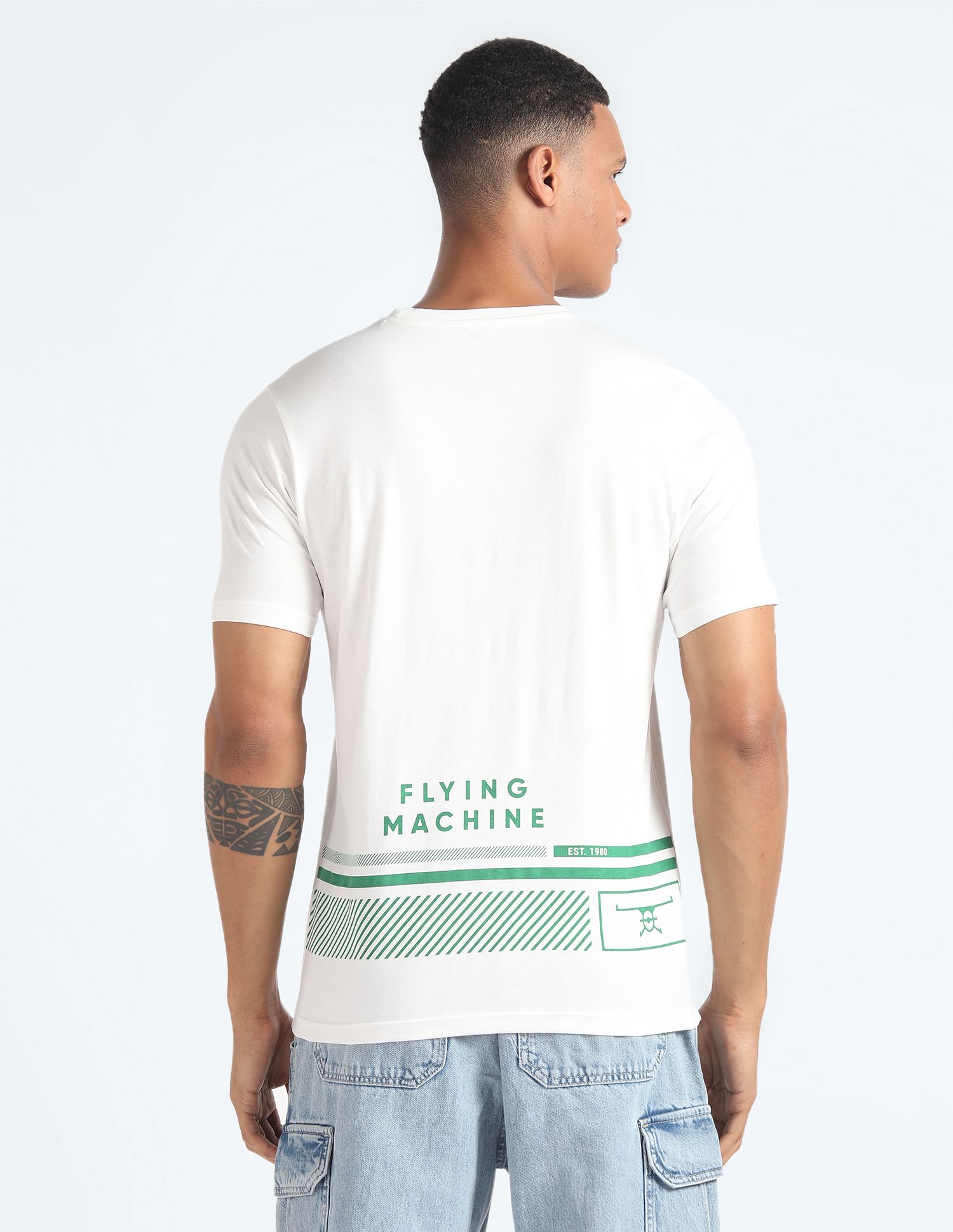 Flying Machine Rear Brand Print Cotton T-Shirt