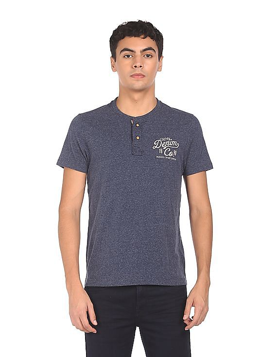 U.S. Polo Assn. Denim Co. Short Sleeve Heathered Henley T-Shirt