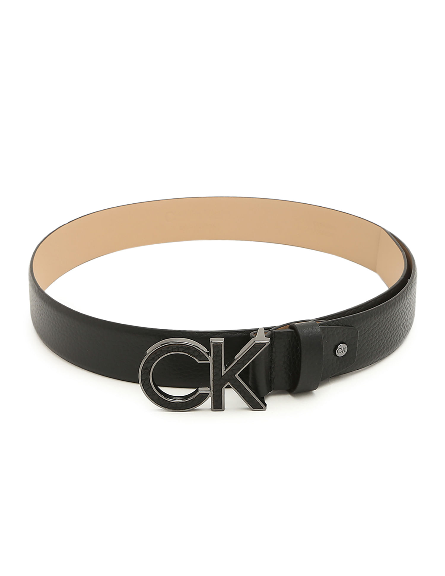 CALVIN KLEIN JEANS - Women's leather belt with monogram plaquette -  K60K610593BDS - Black