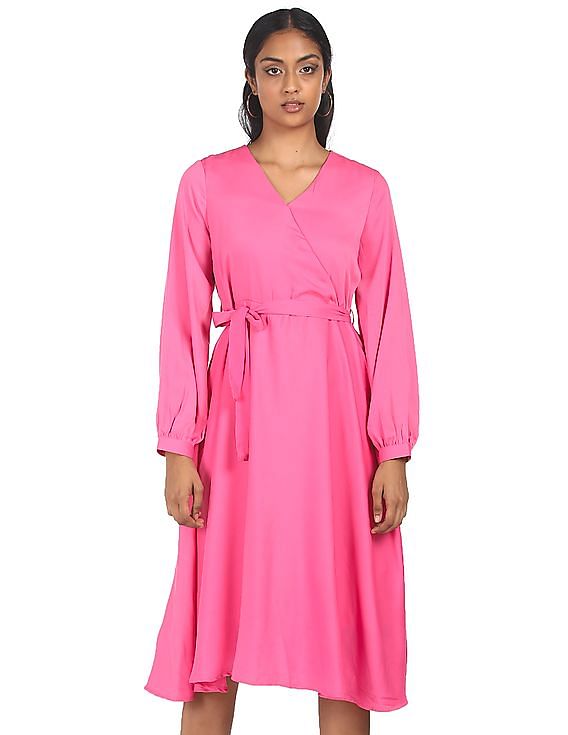 Milly gina long-sleeve discount stretch silk wrap gown