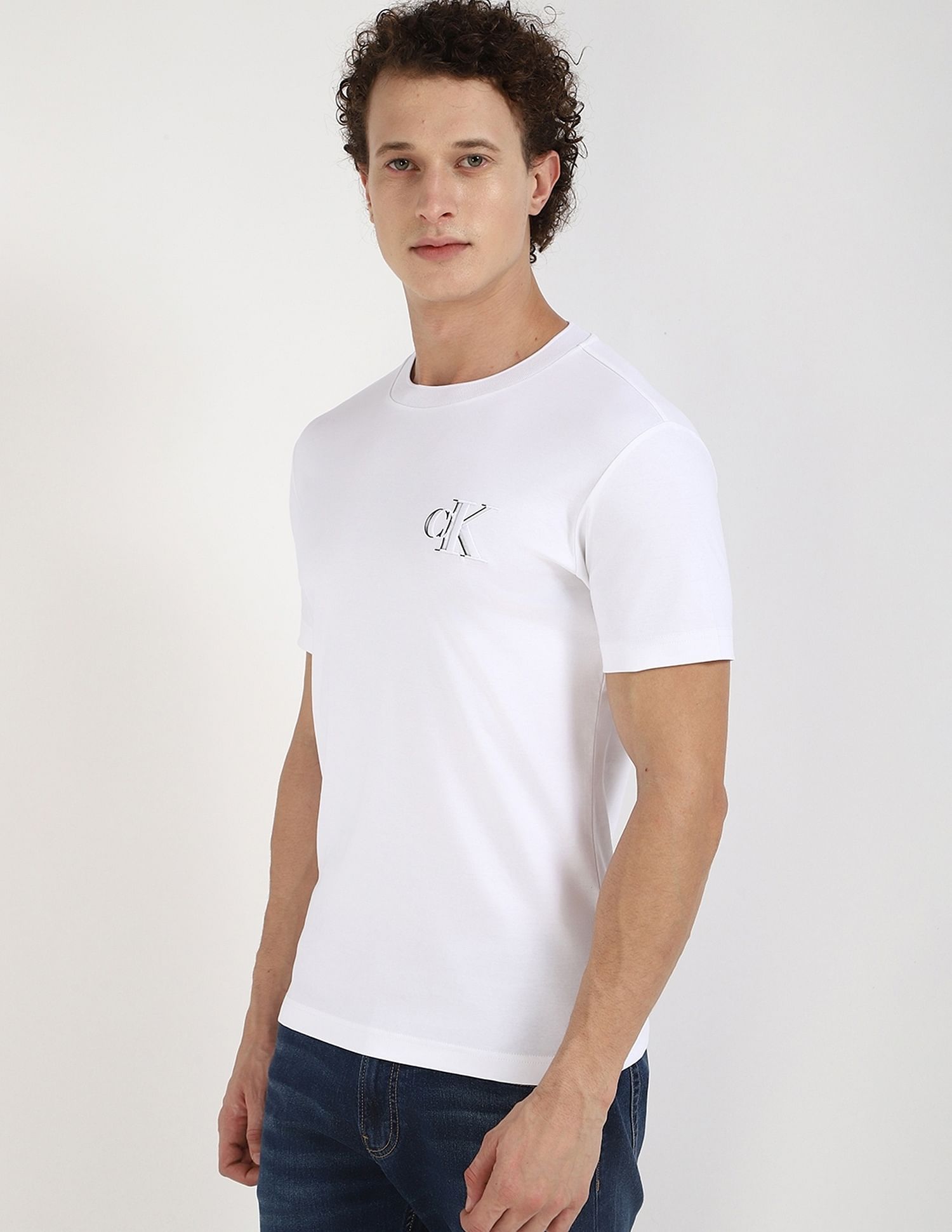 Calvin Klein Jeans Embroidered Logo Slim-Fit Cotton T Shirt
