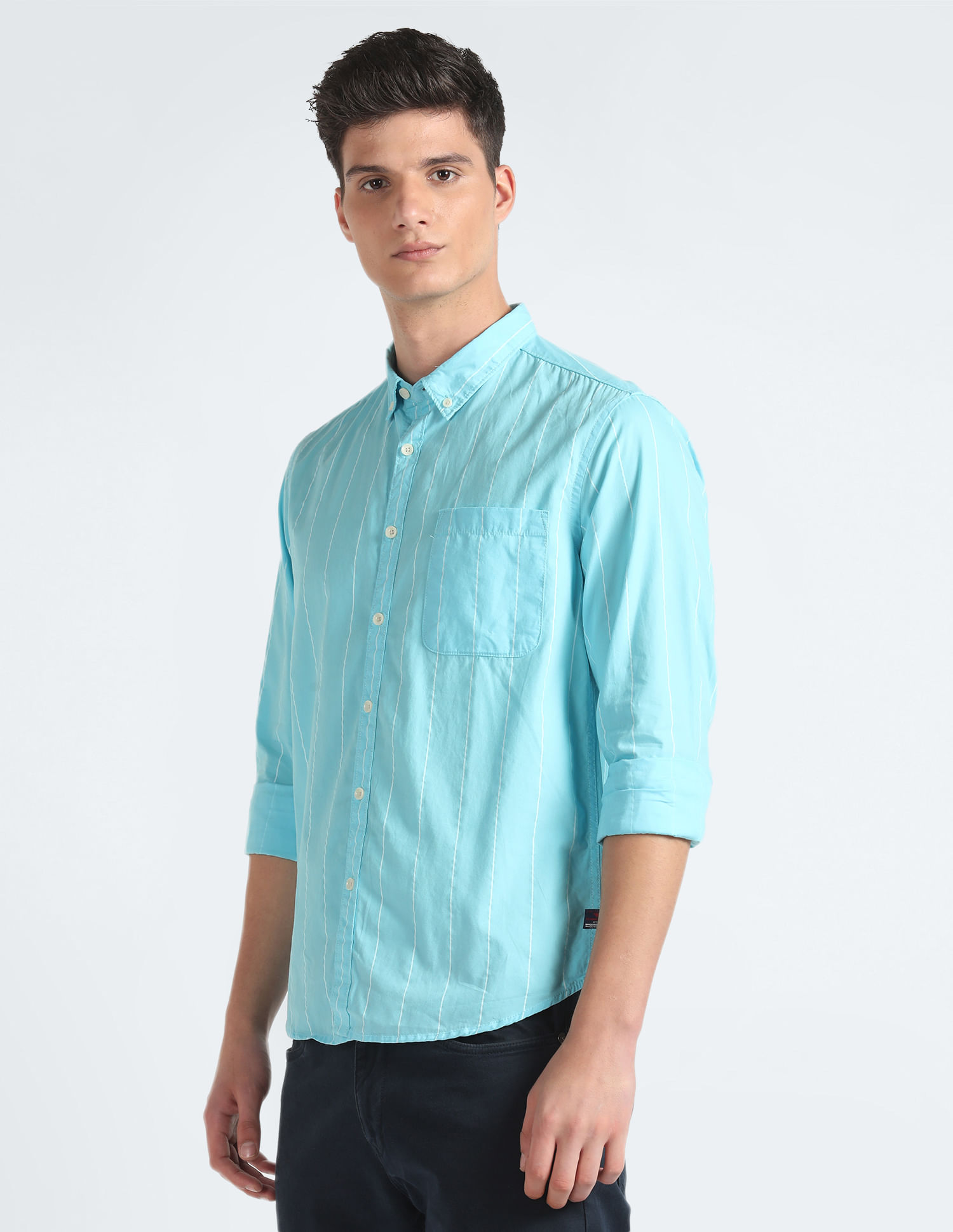 Flying Machine Vertical Stripe Pure Cotton Shirt