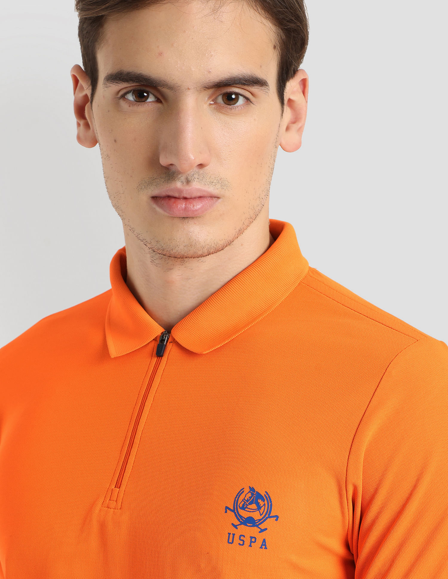 Buy U.S. Polo Assn. Polyester Zipper Sport Polo Shirt