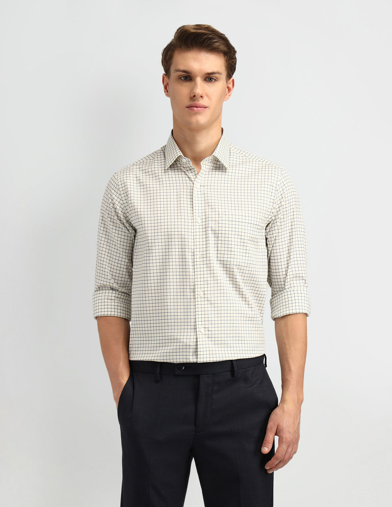 Arrow Slim Fit Windowpane Checked Shirt