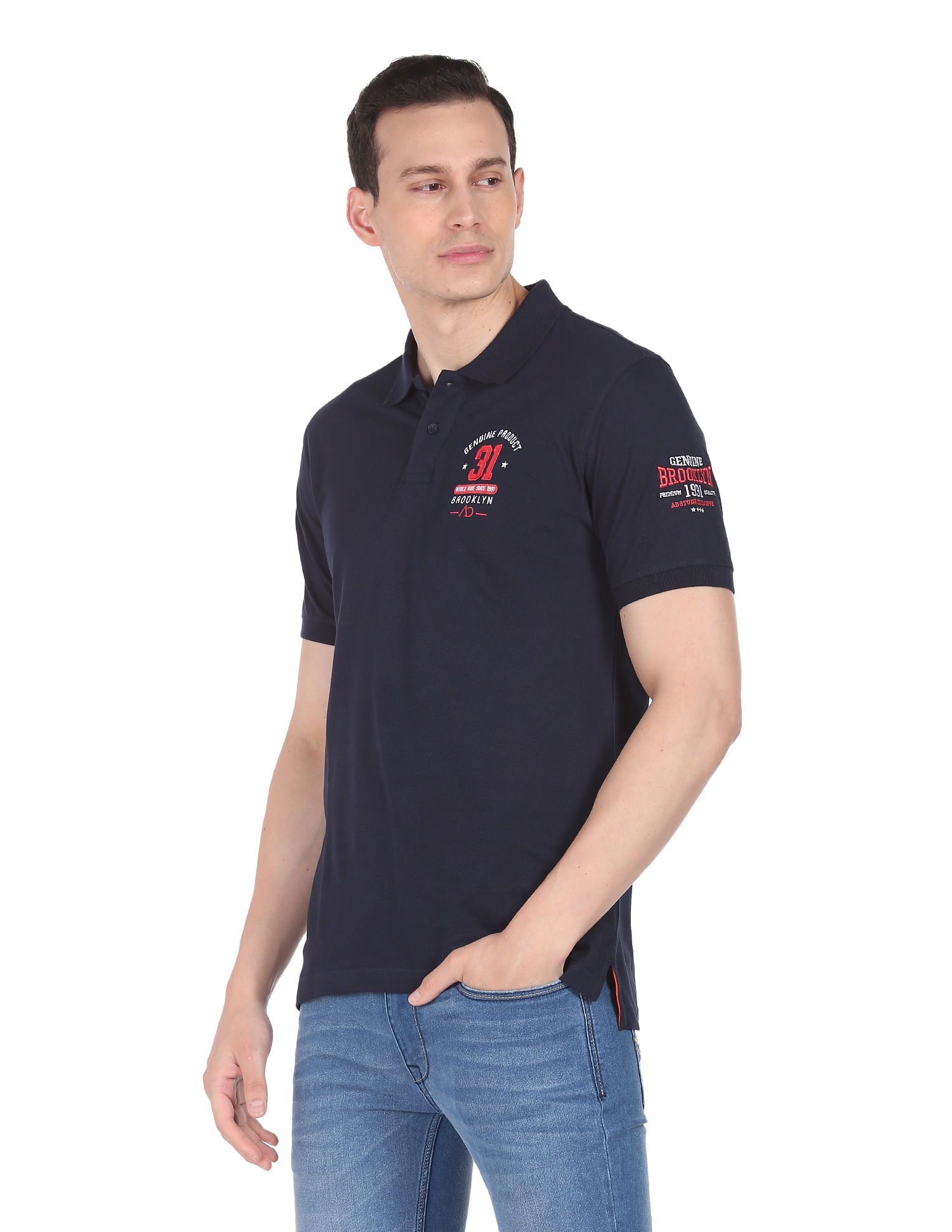 AD by Arvind Solid Sporty Polo Shirt